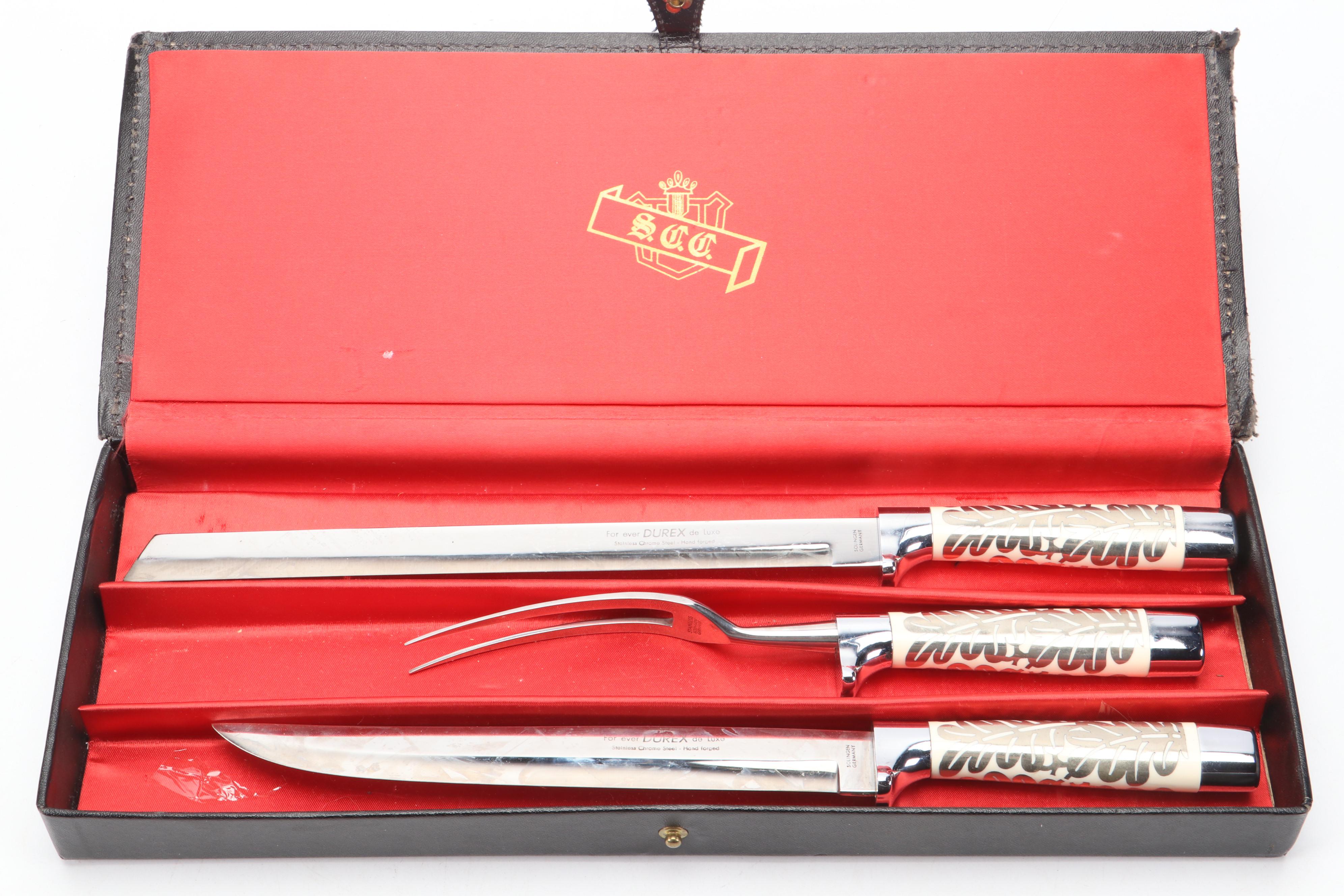 Hand Forged Durex De Luxe Stainless Chrome Steel Carving Set