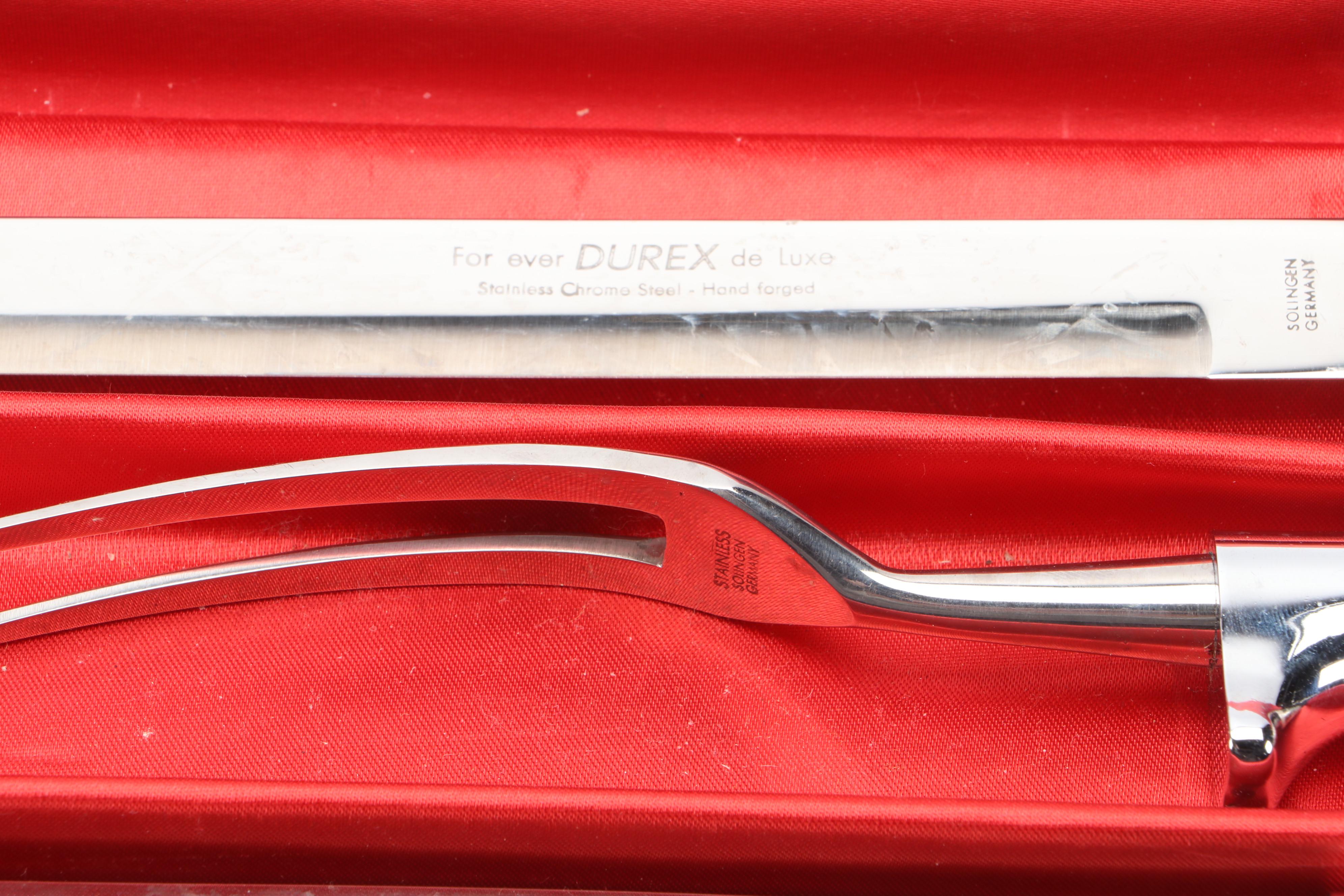 Hand Forged Durex De Luxe Stainless Chrome Steel Carving Set