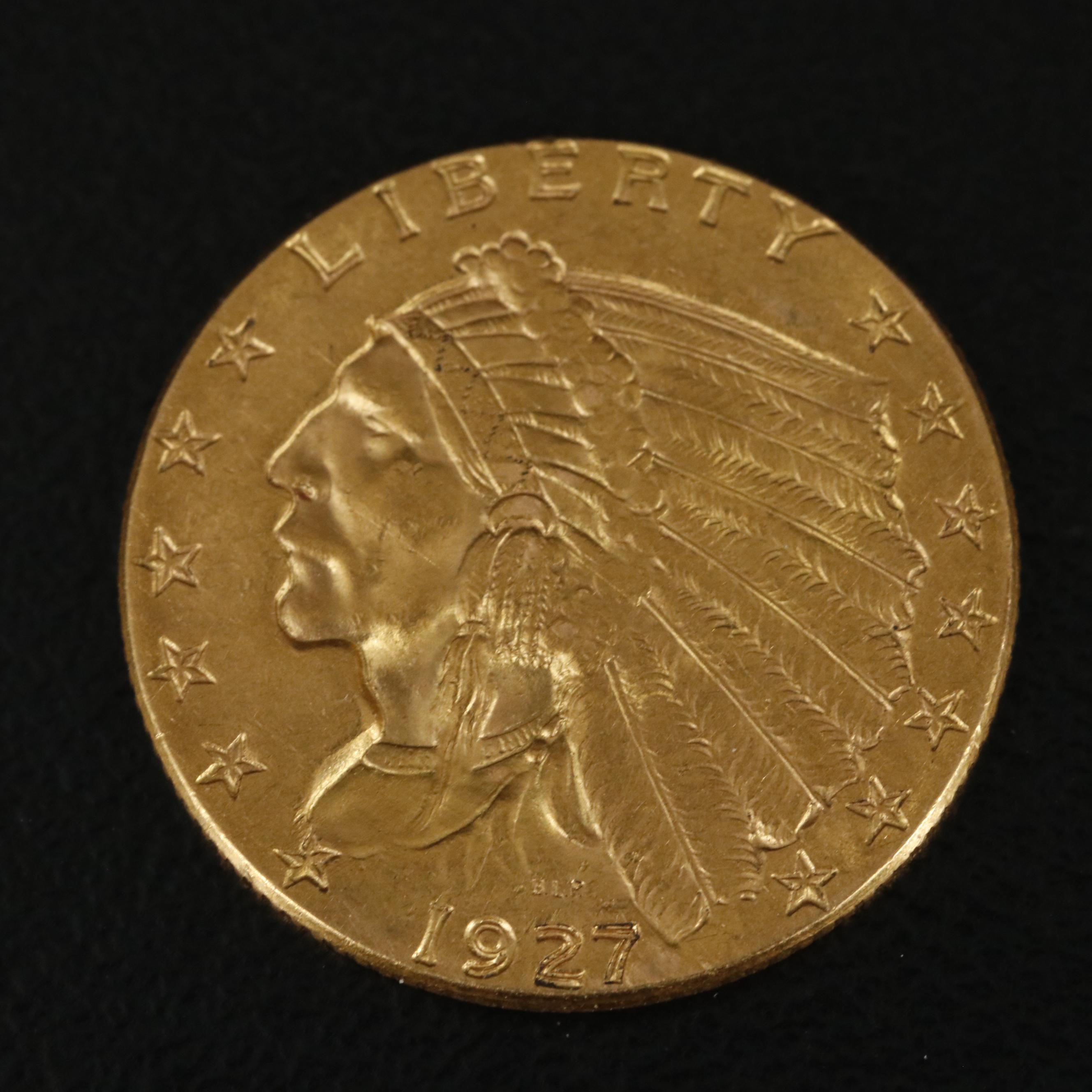 1927 Indian Head $2.50 Gold Quarter Eagle
