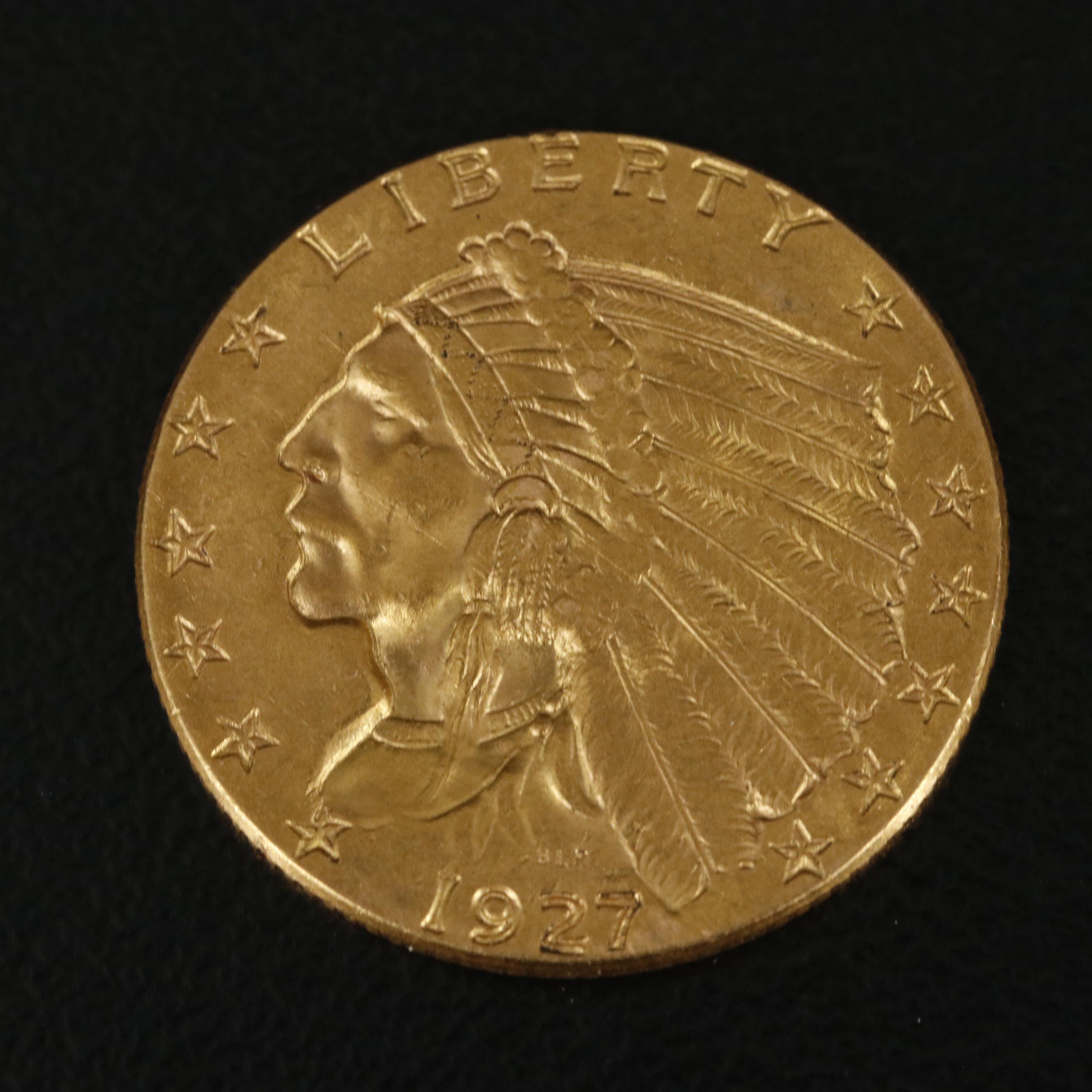 1927 Indian Head $2.50 Gold Quarter Eagle