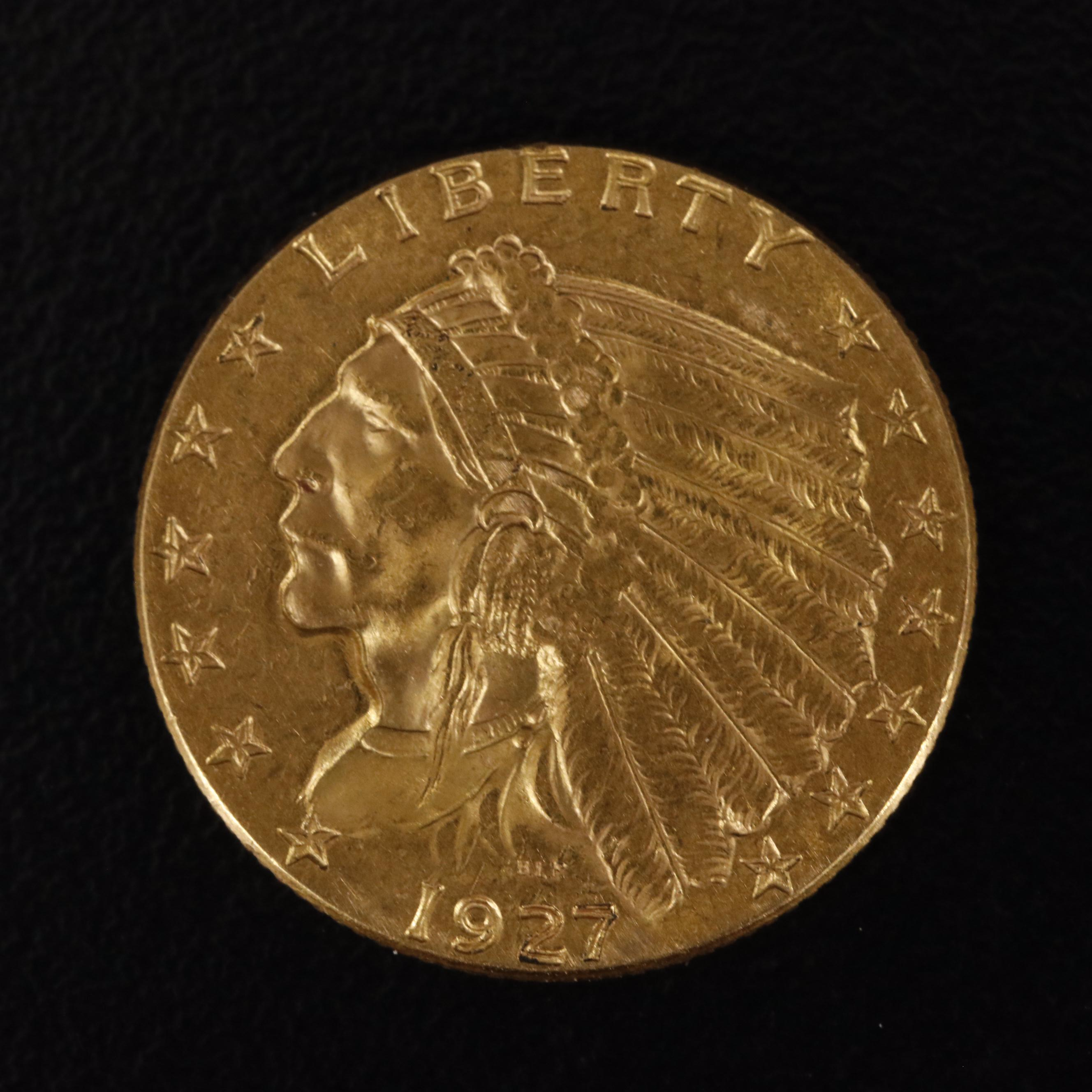 1927 Indian Head $2.50 Gold Quarter Eagle