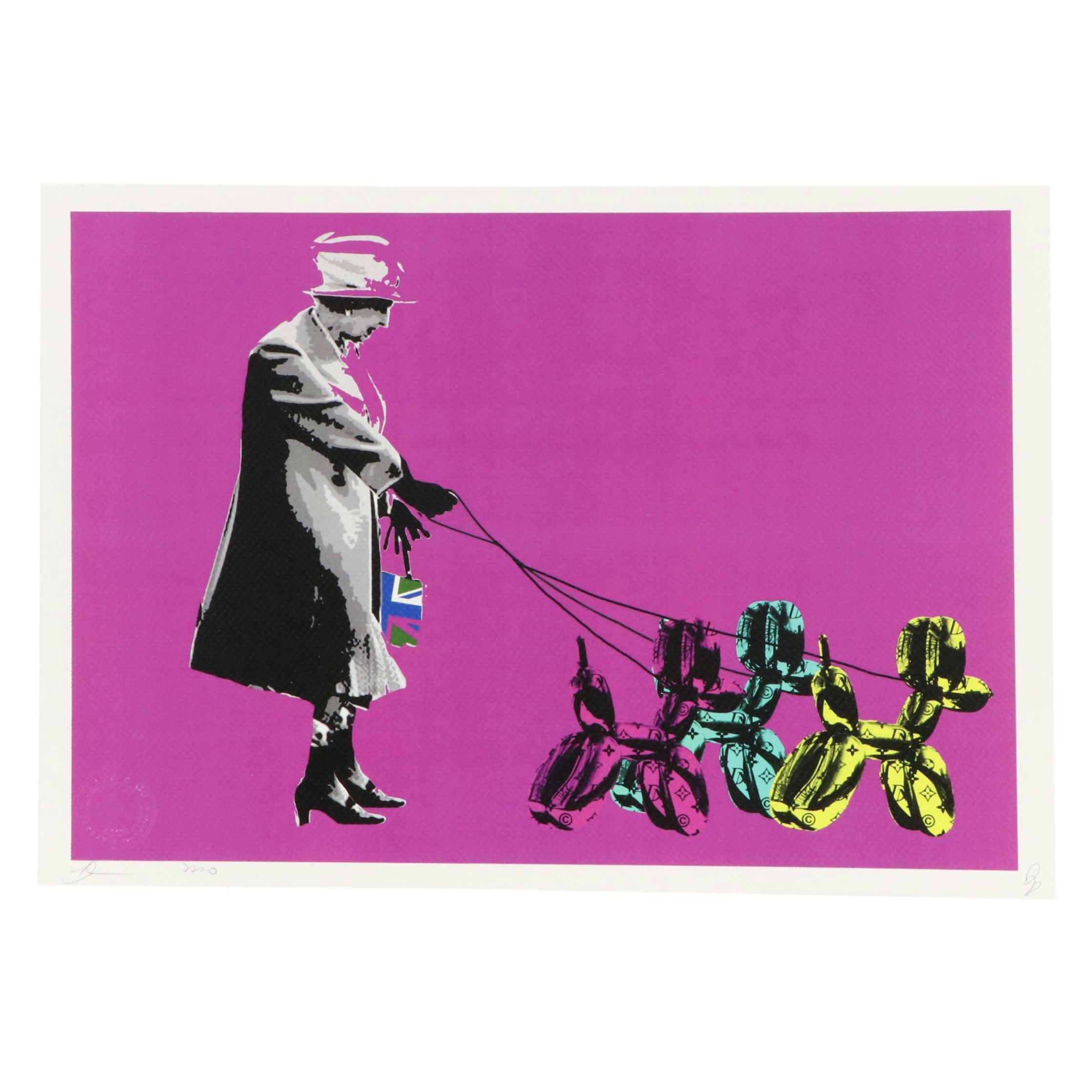 Death NYC Graphic Digital Print Featuring Queen Elizabeth and Jeff Koons