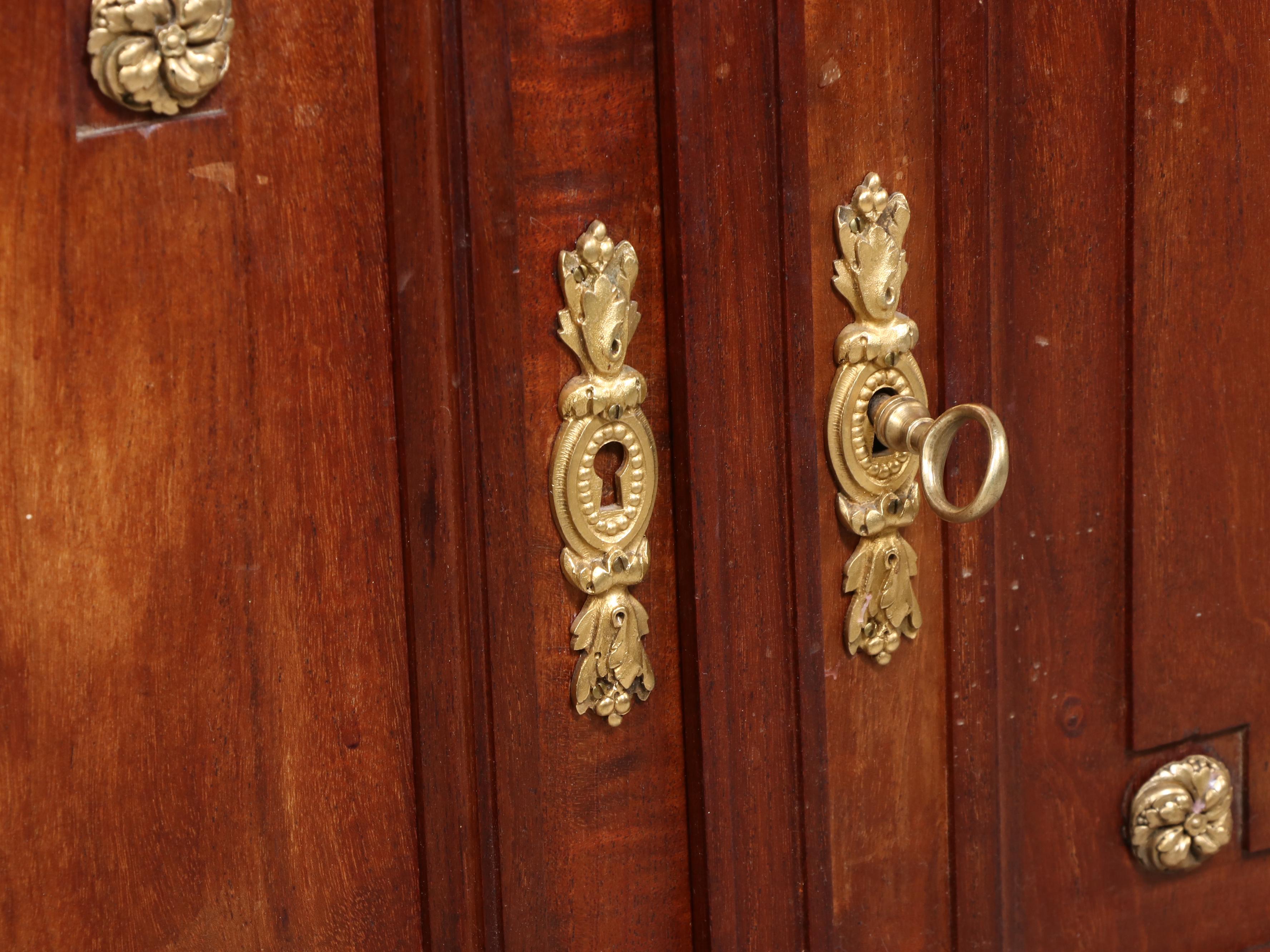 Leglas-Maurice Gilt Brass-Mounted Mahogany and Breccia Violetta Marble Buffet