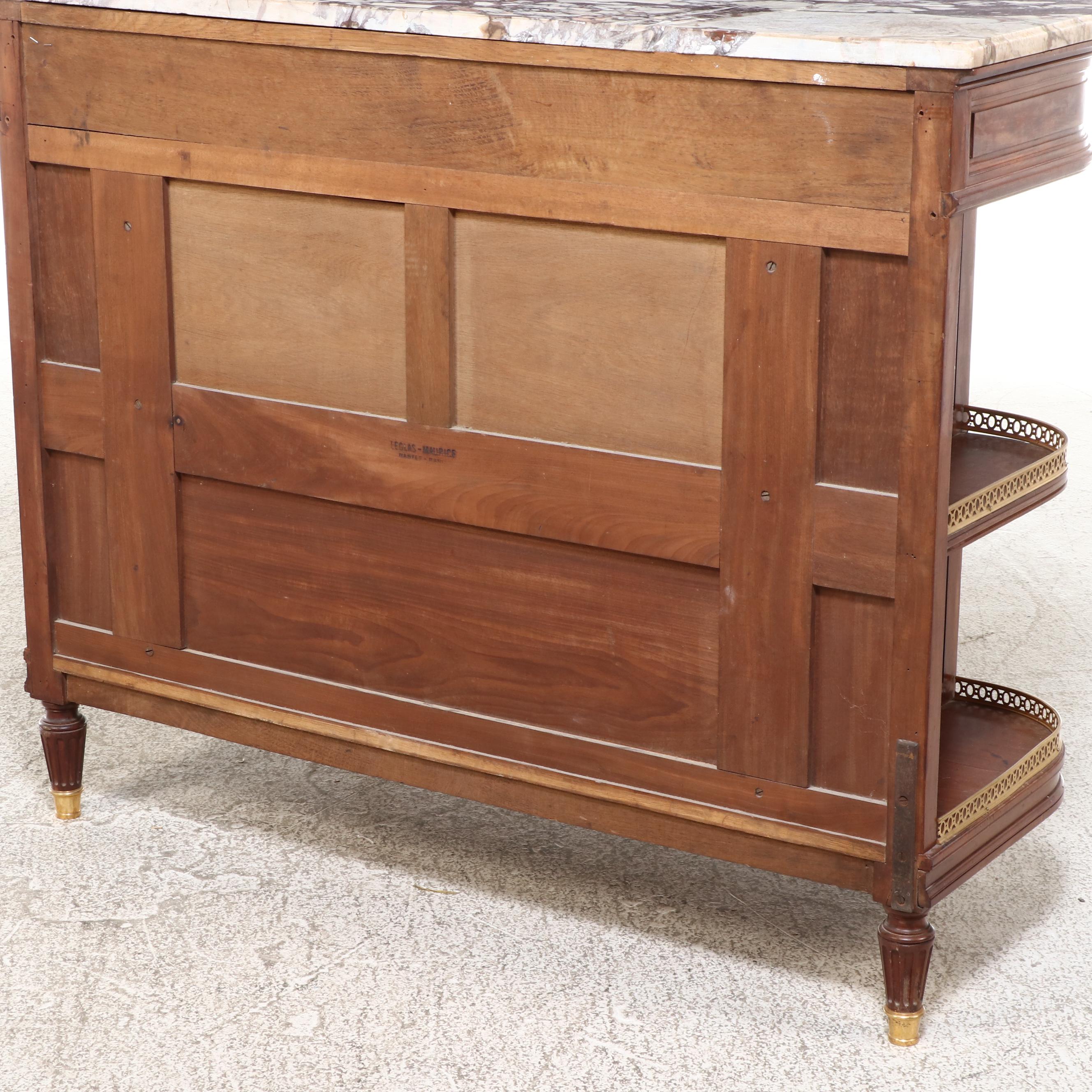 Leglas-Maurice Gilt Brass-Mounted Mahogany and Breccia Violetta Marble Buffet