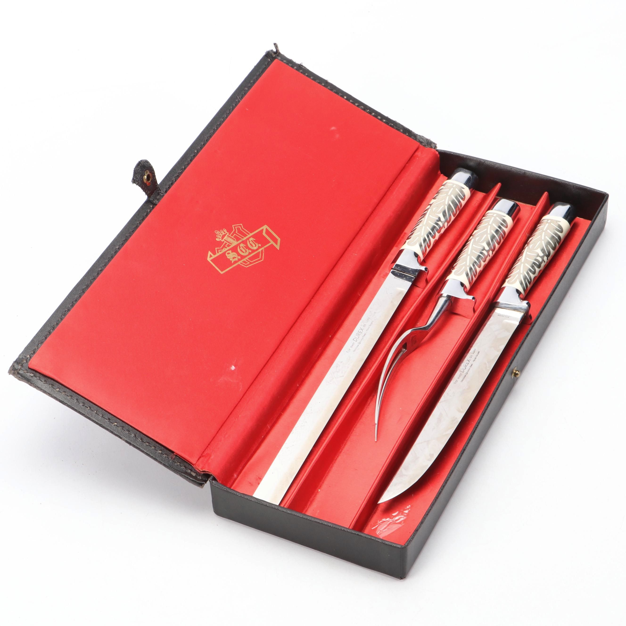 Hand Forged Durex De Luxe Stainless Chrome Steel Carving Set