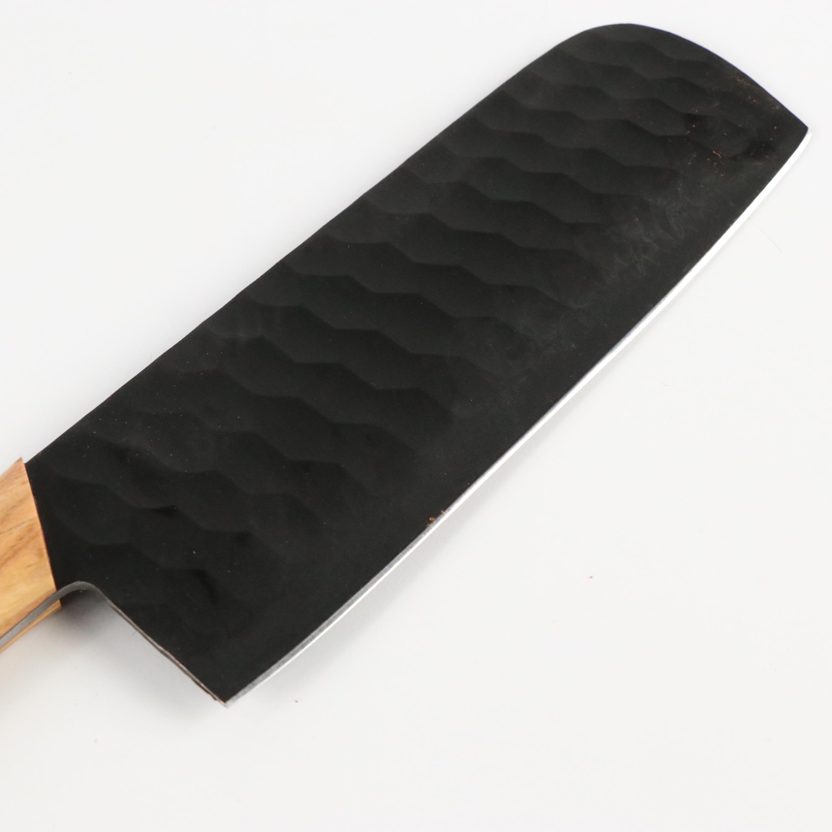Black Steel and Wooden Handled Chef's Knife Set with Knife Roll