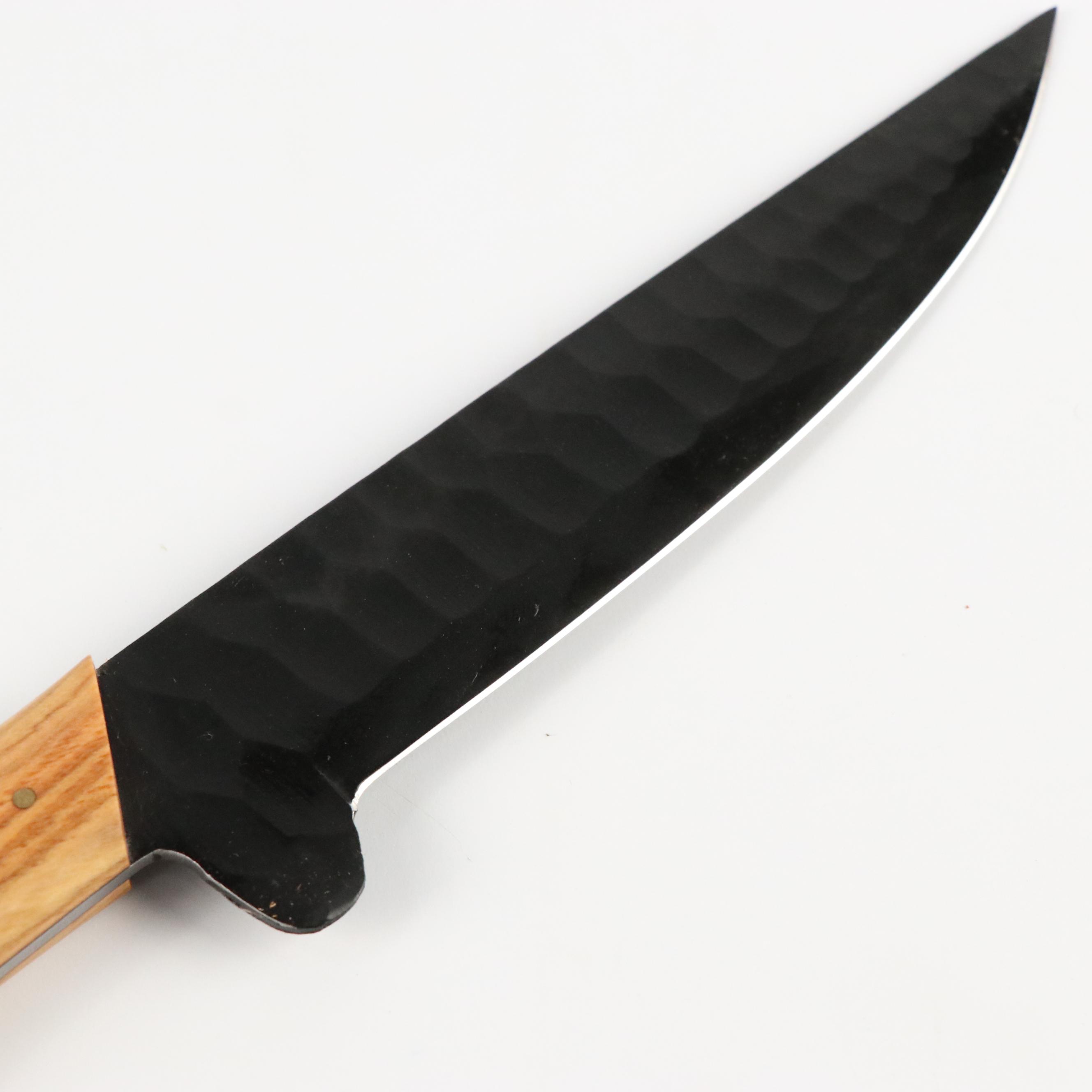 Black Steel and Wooden Handled Chef's Knife Set with Knife Roll