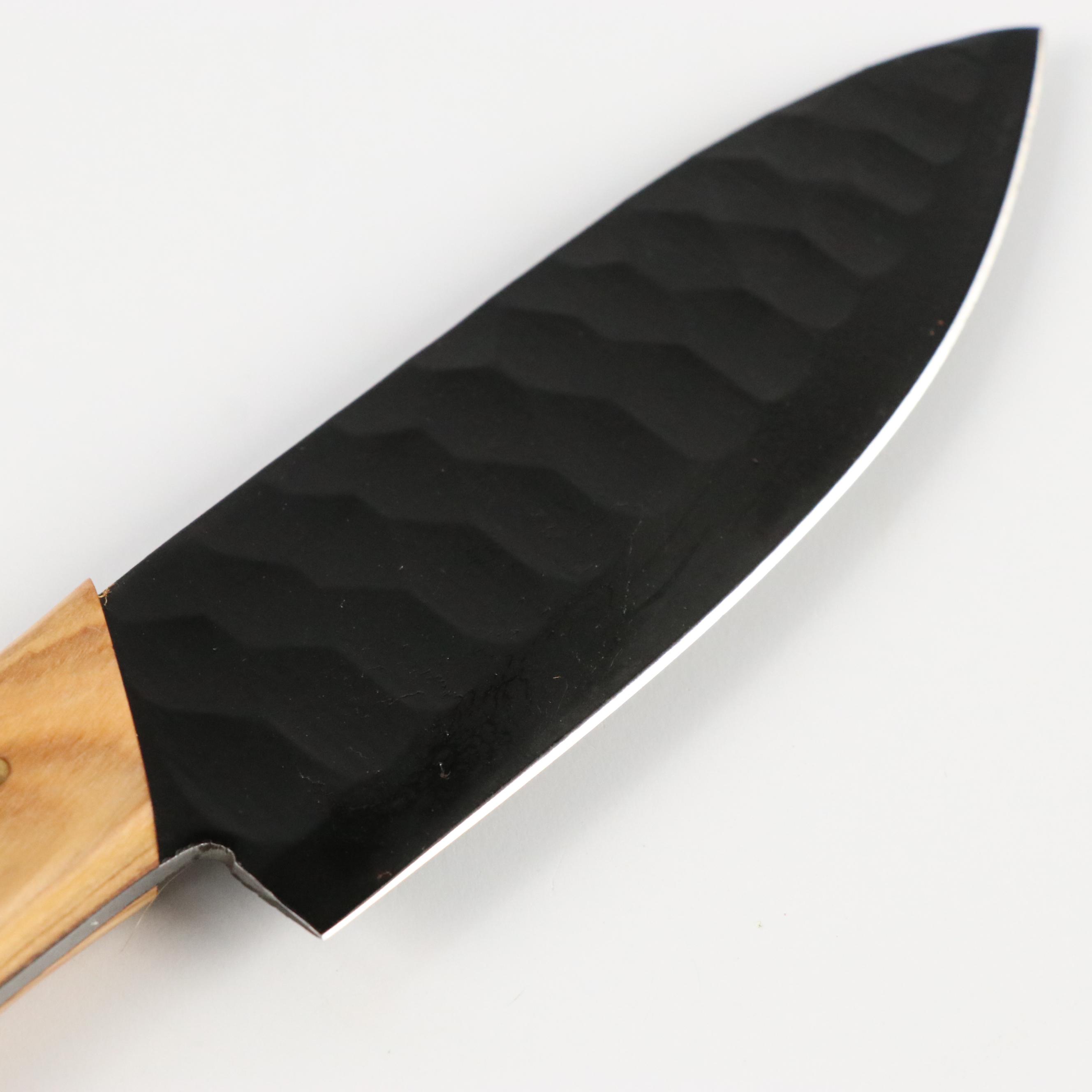 Black Steel and Wooden Handled Chef's Knife Set with Knife Roll