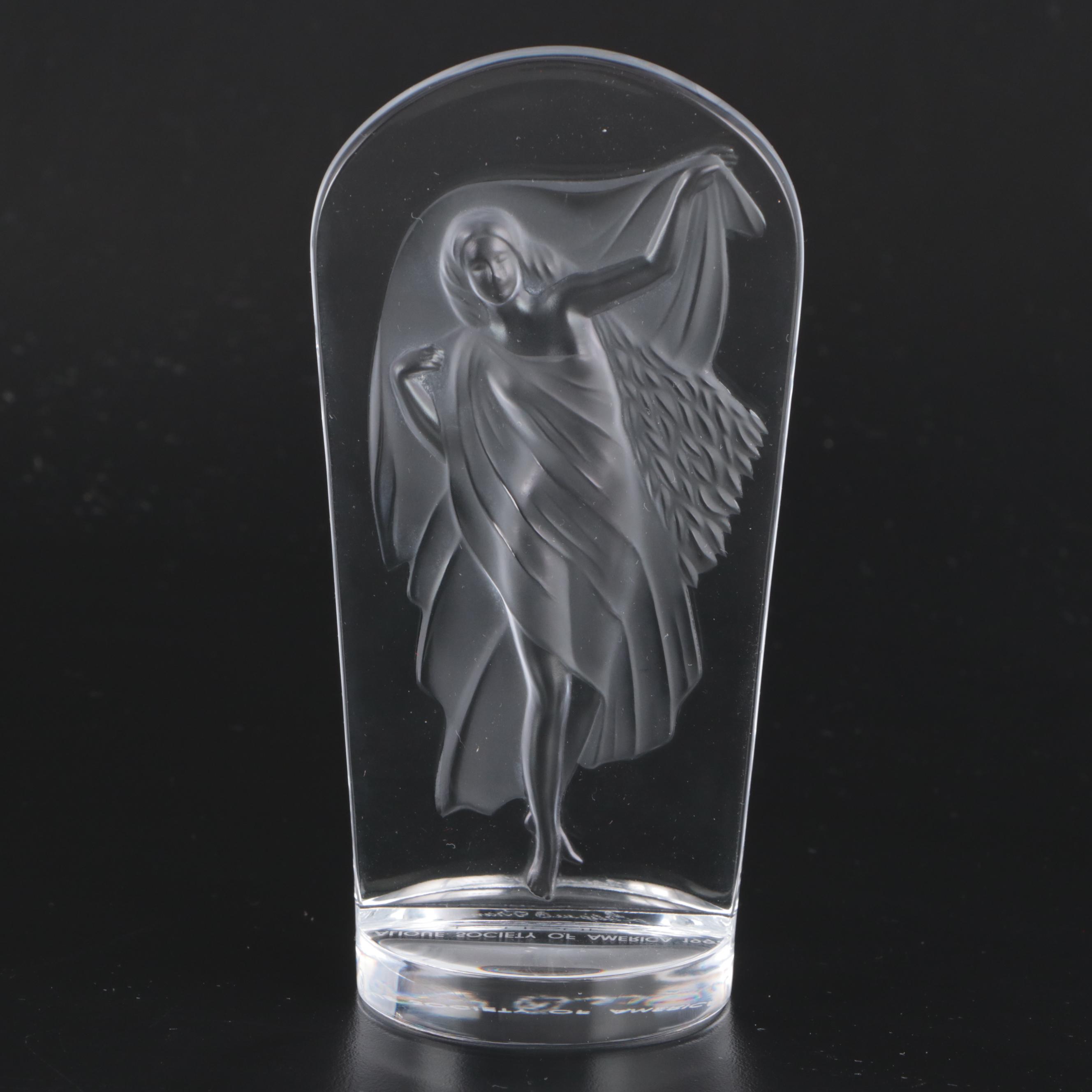 Lalique "Hestia Medallion" Crystal Paperweight, 1990