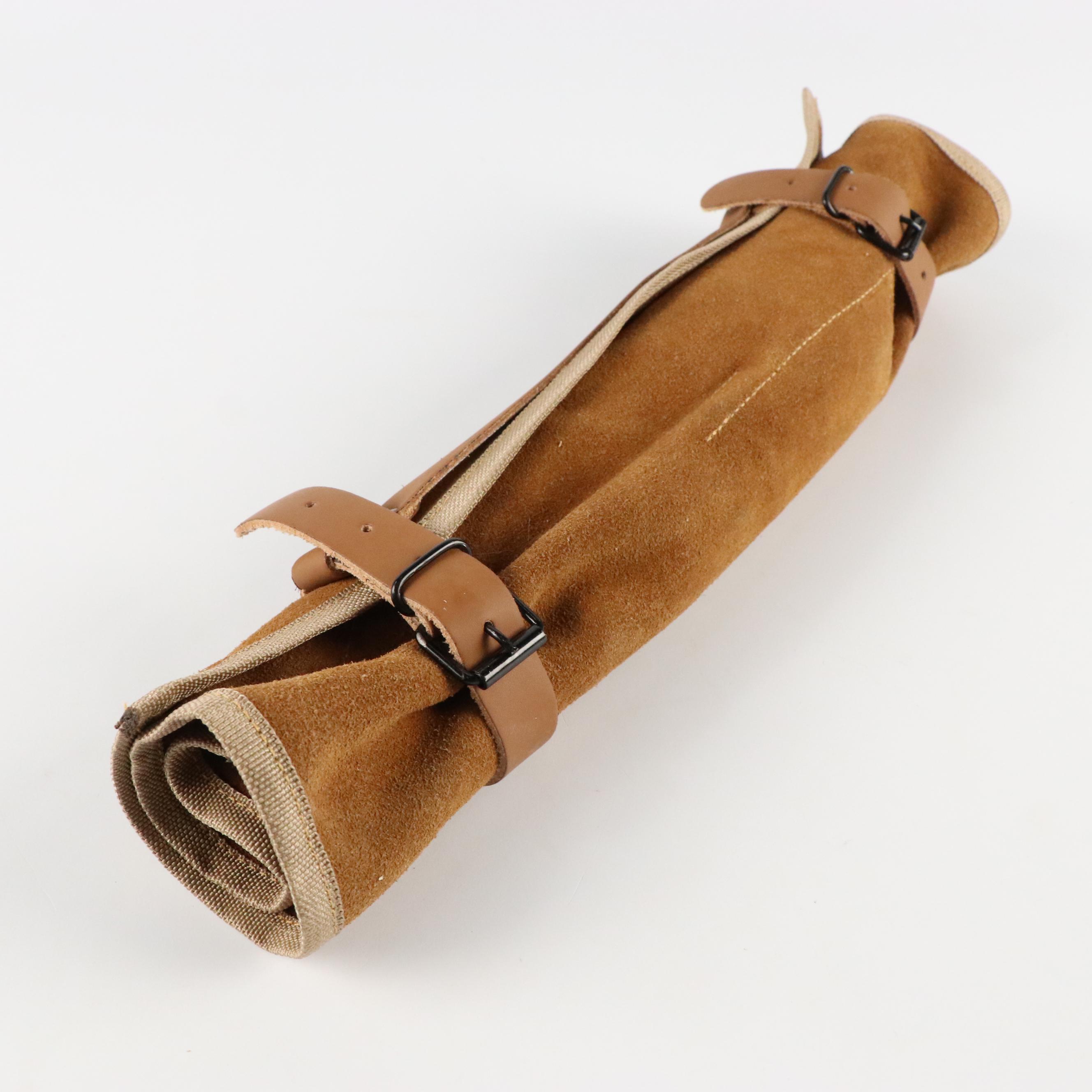 Damascus Steel and Wood and Bone Handled Chef's Knife Set in Knife Roll