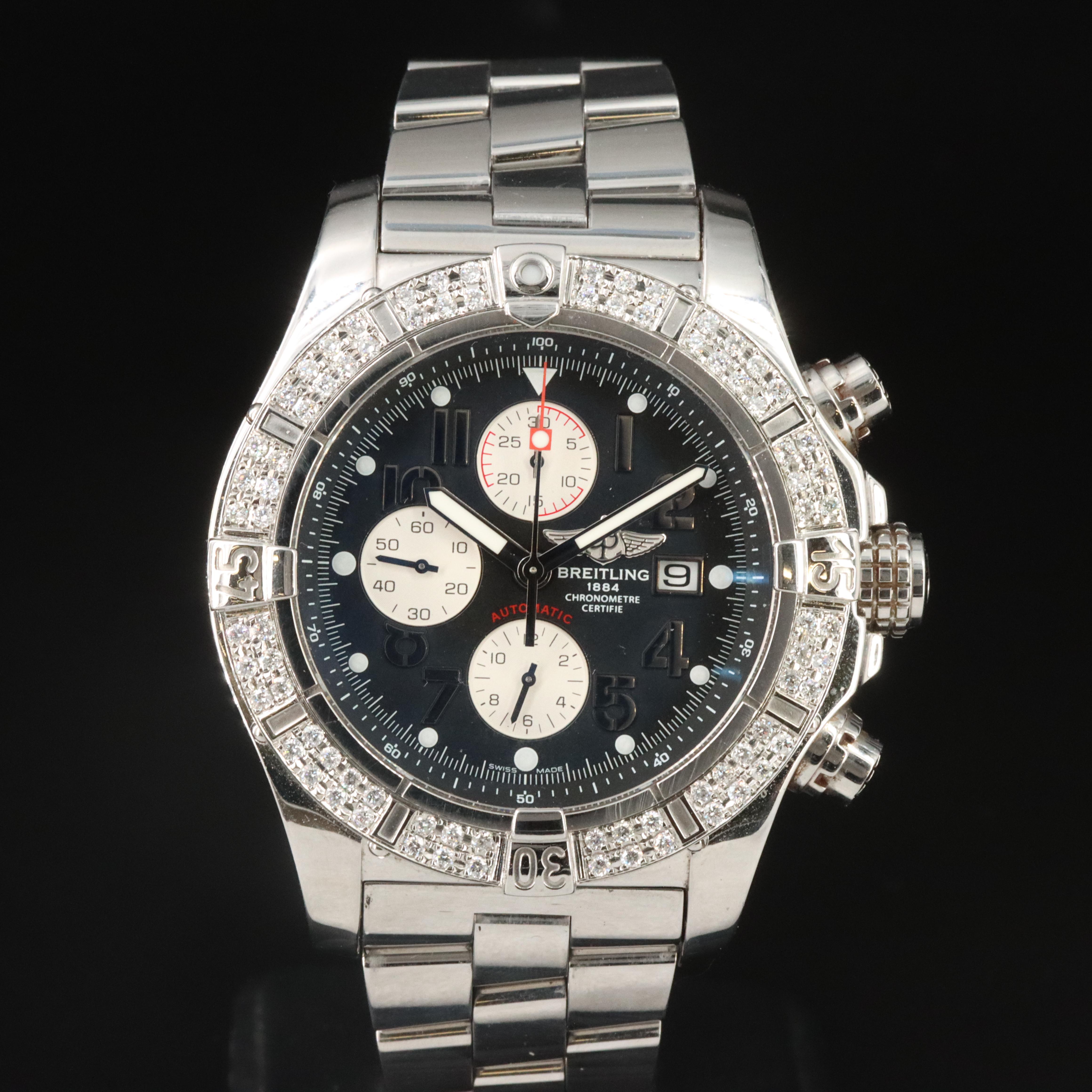2010 Breitling Super Avenger Custom 1.40 CTW Diamond Watch