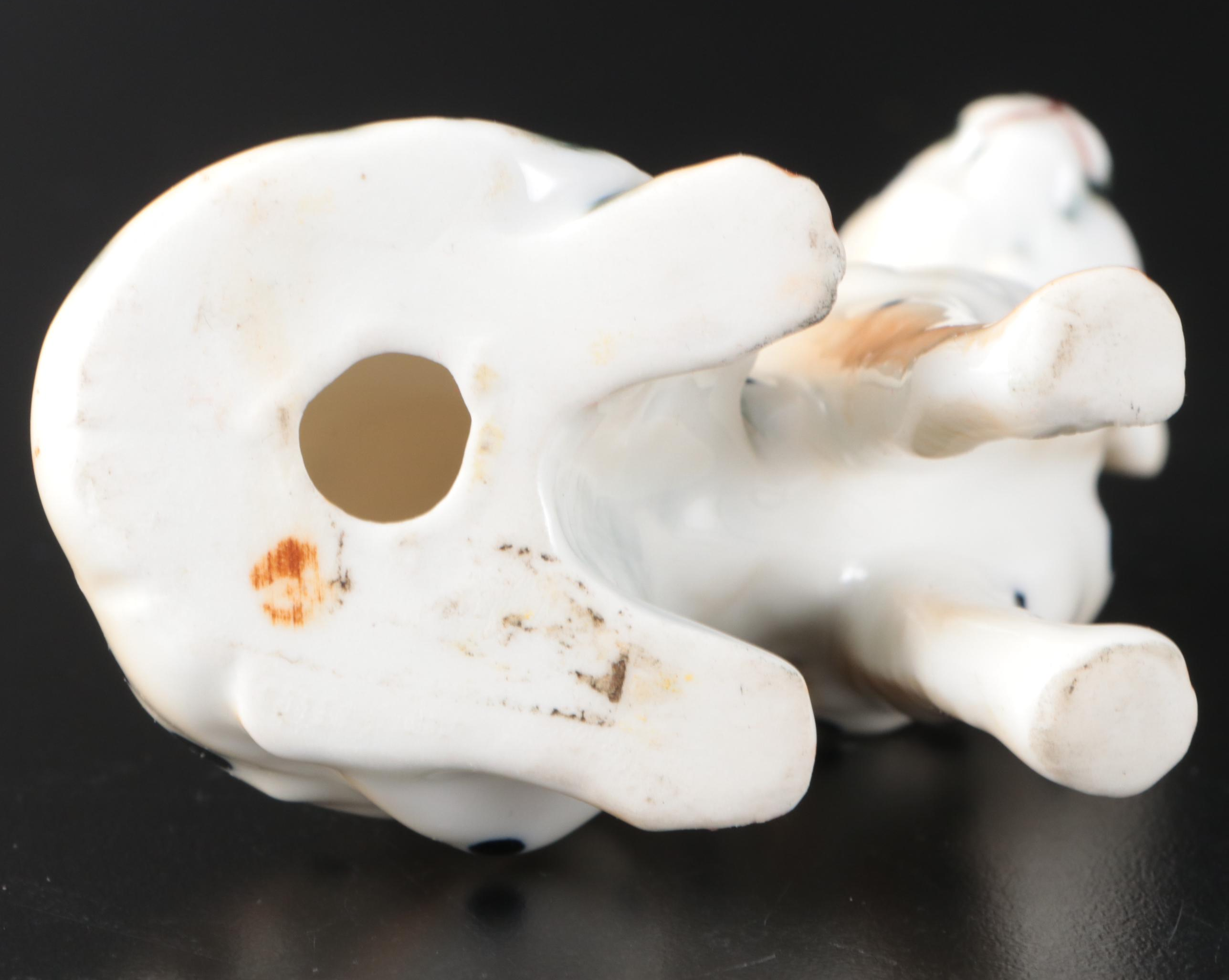 Czech Royal Dux Porcelain Stylized Seated Panther with Other Porcelain Big Cats