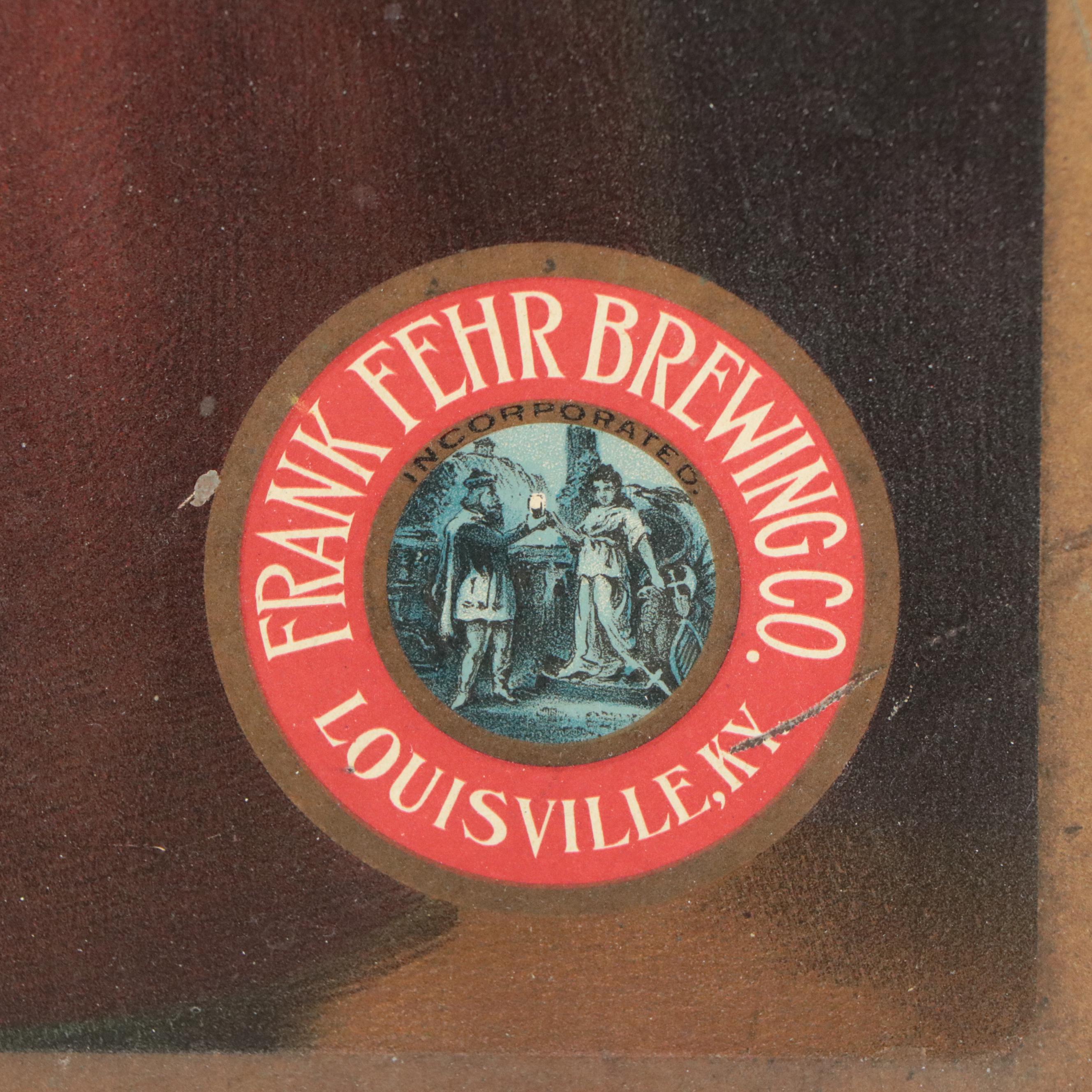 Frank Fehr Brewing Company Metal Advertising Sign, Mid-20th Century