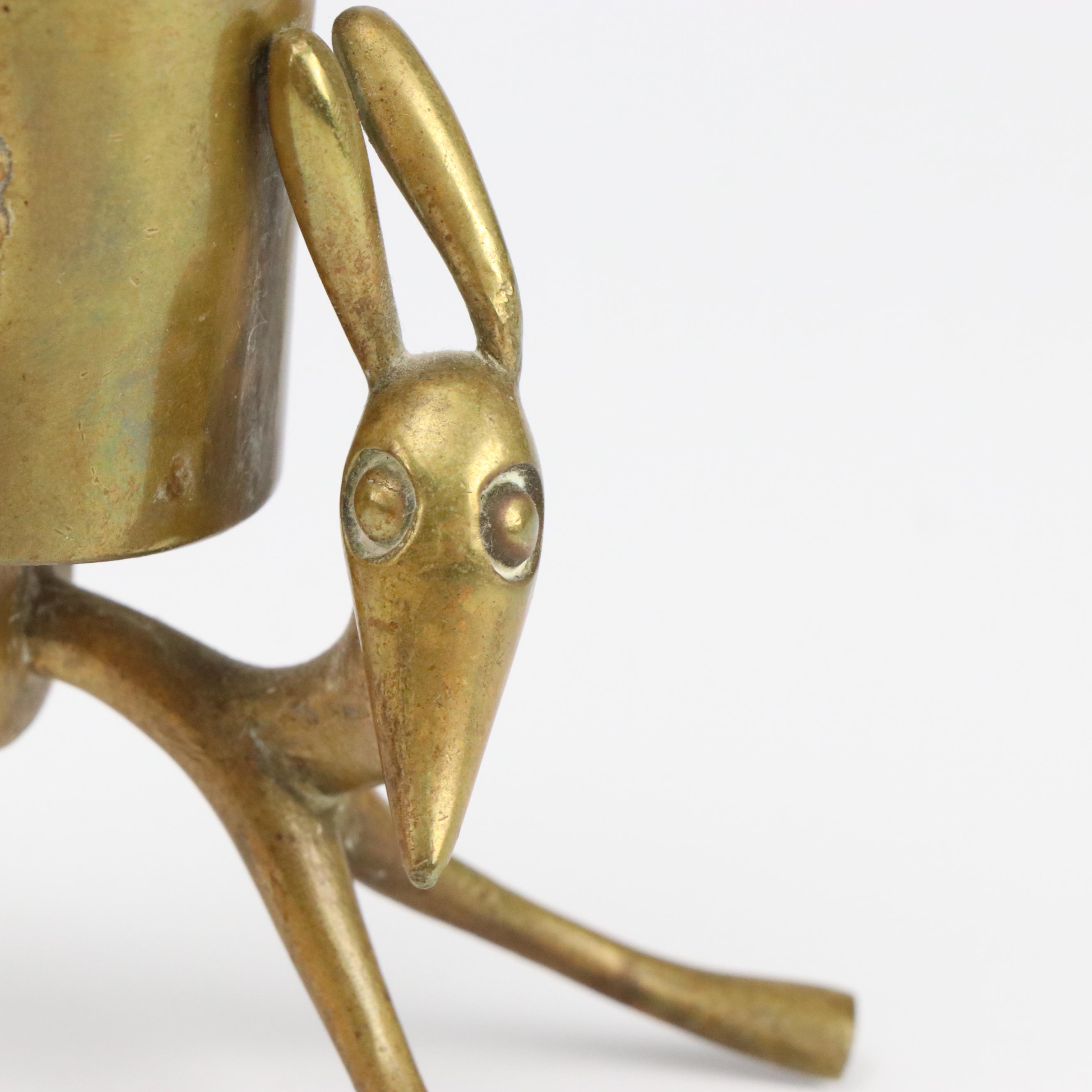 Karl Hagenauer Art Deco Matchstick Holder with Brass Candlesticks