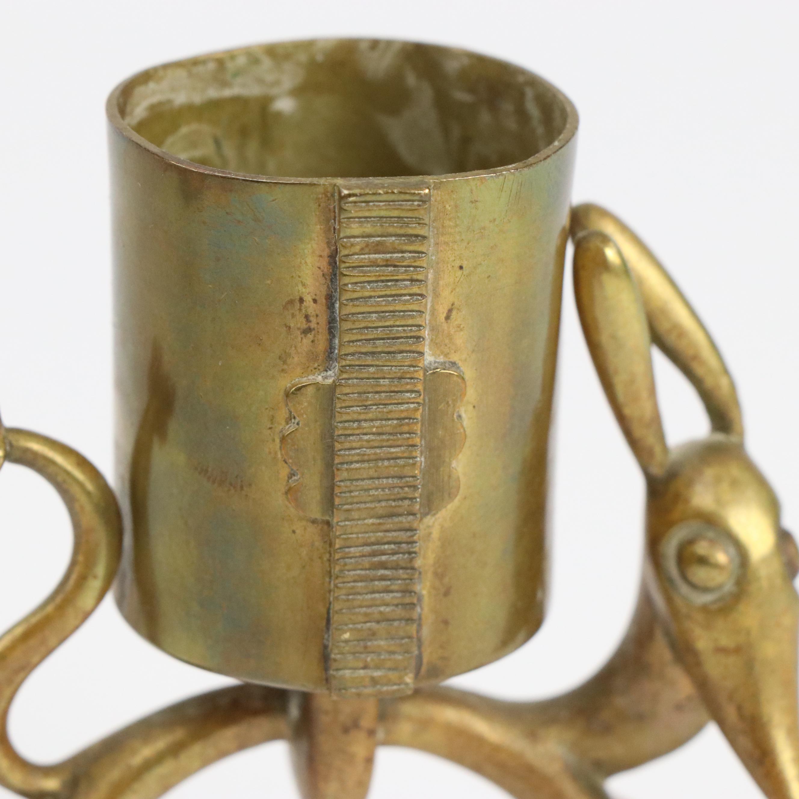 Karl Hagenauer Art Deco Matchstick Holder with Brass Candlesticks