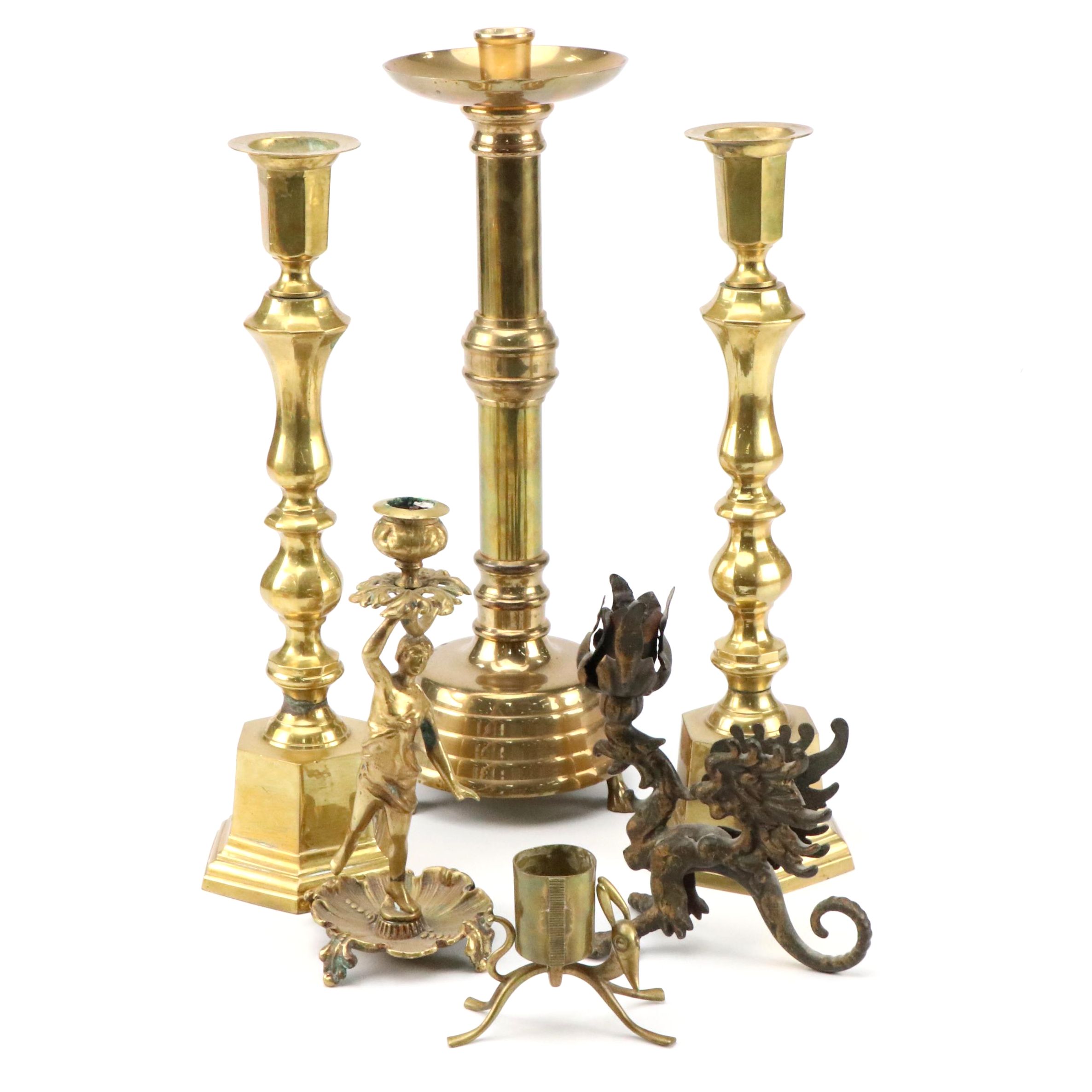 Karl Hagenauer Art Deco Matchstick Holder with Brass Candlesticks