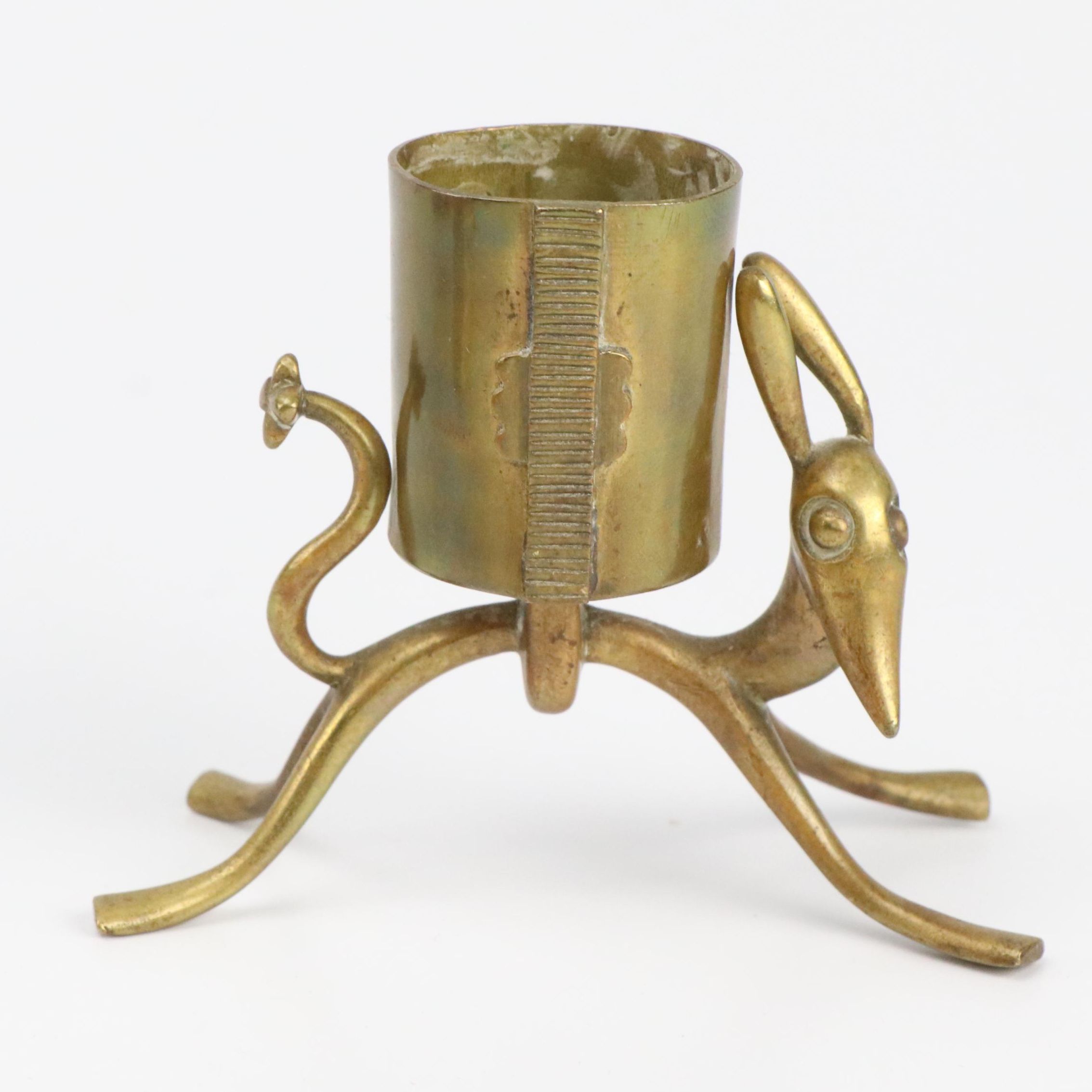 Karl Hagenauer Art Deco Matchstick Holder with Brass Candlesticks