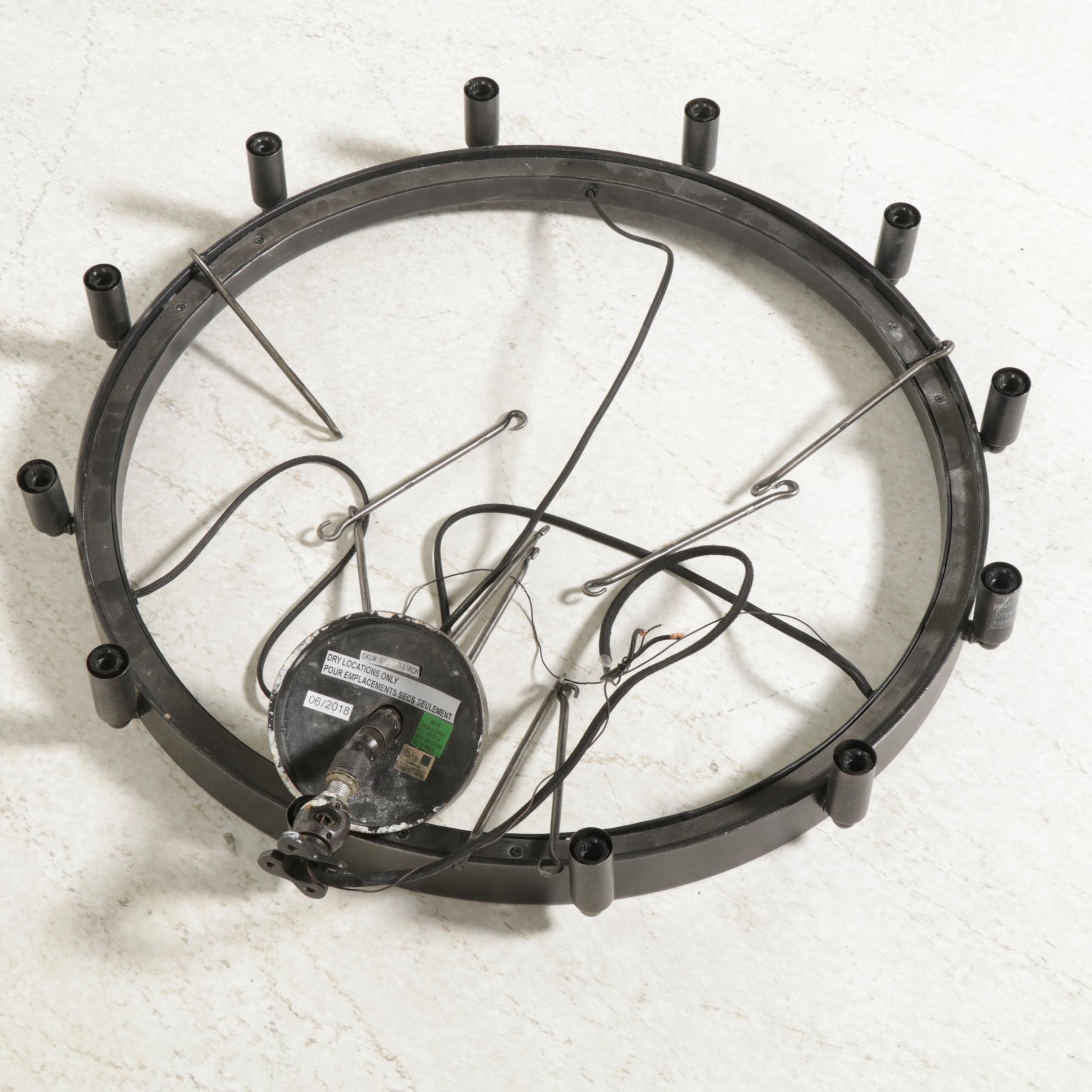 Circular Iron-Finished Candle Style Twelve Light Chandelier, 2018