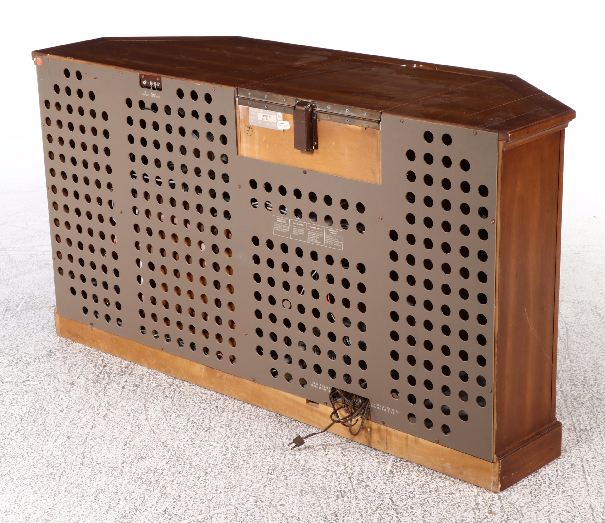 Motorola Stereo and RCA Victor Turntable in Heritage Mahogany Cabinet