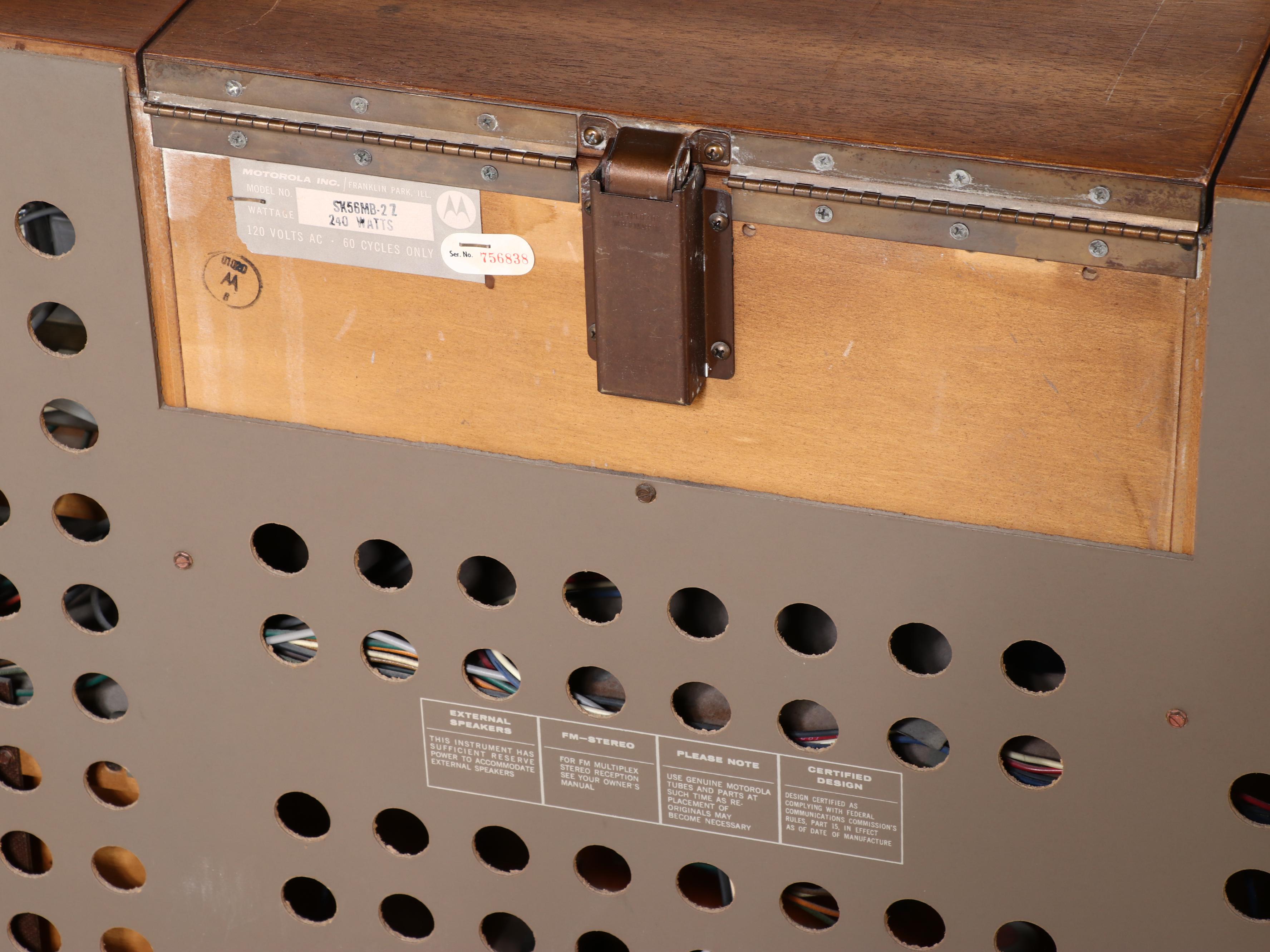 Motorola Stereo and RCA Victor Turntable in Heritage Mahogany Cabinet