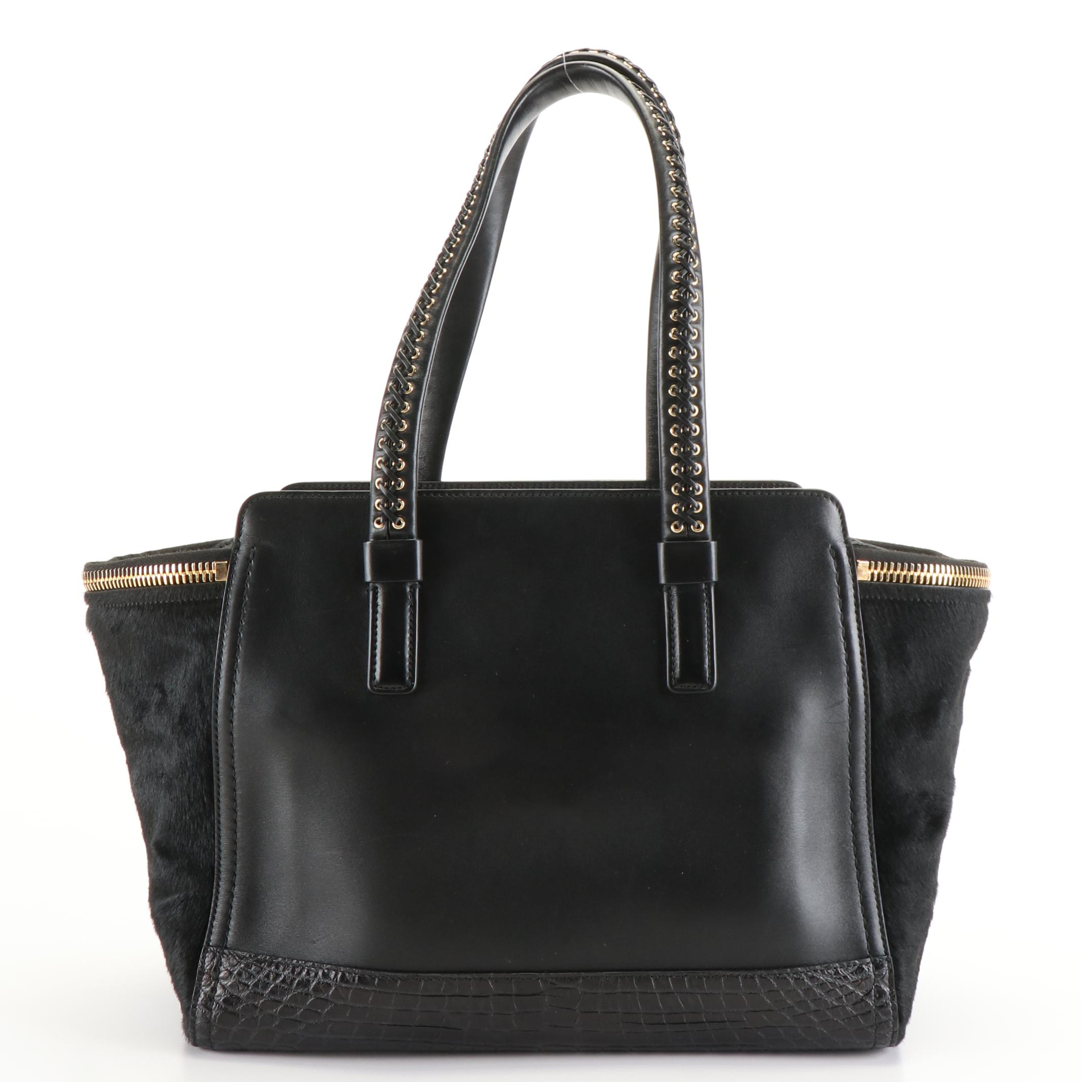 Salvatore Ferragamo Leather and Pony Fur Tote Bag