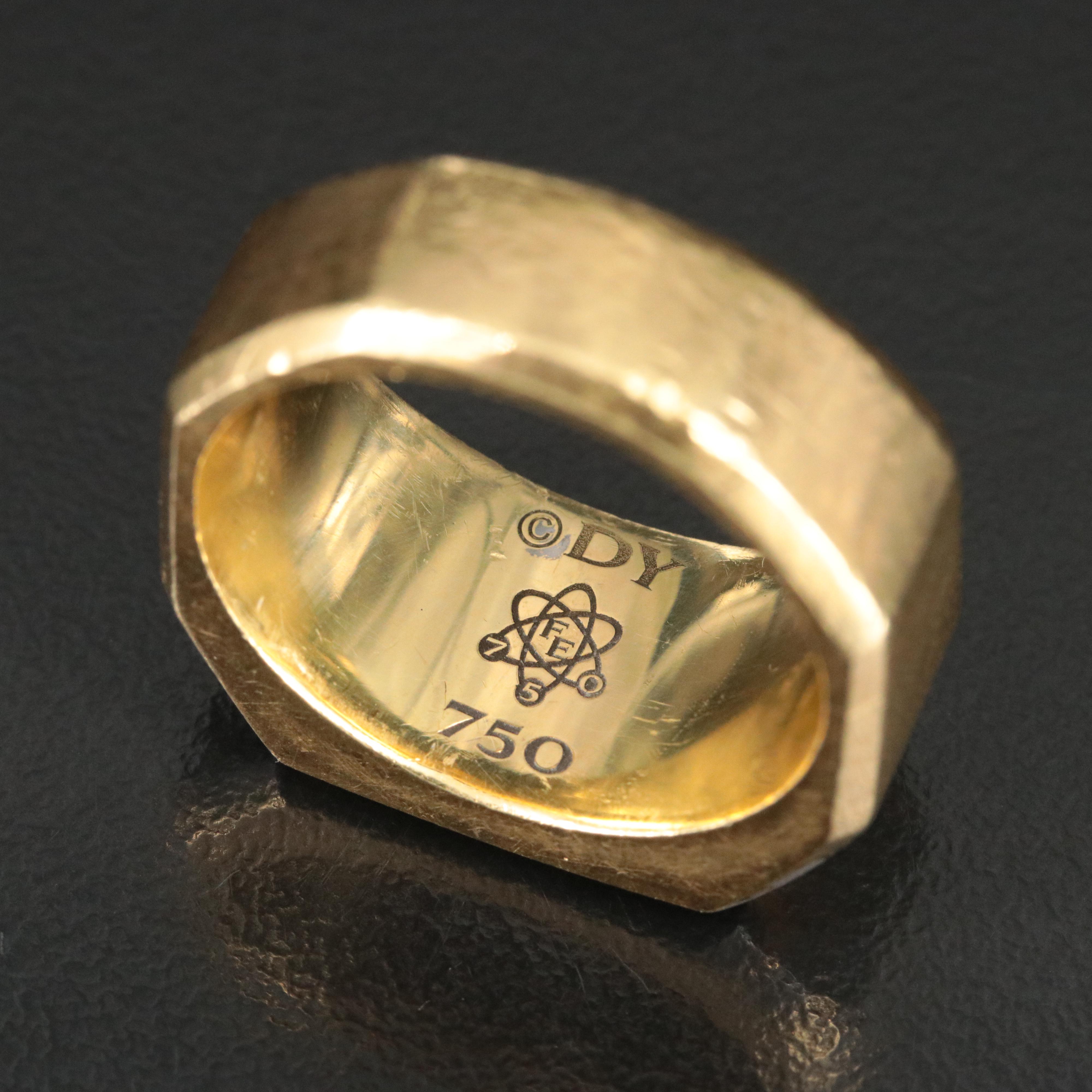 David Yurman Meteorite 18K Faceted Signet Ring