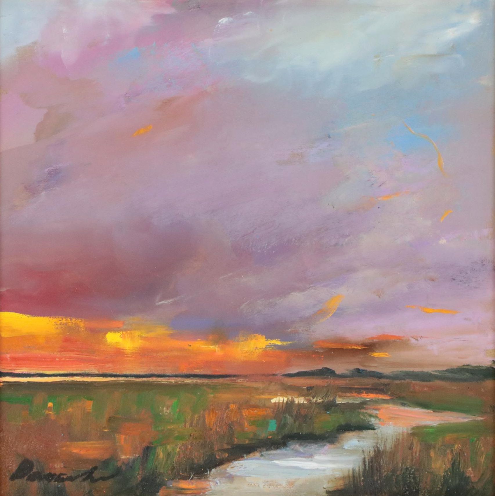 Natalia Demenko Sunset Marsh Landscape Oil Painting