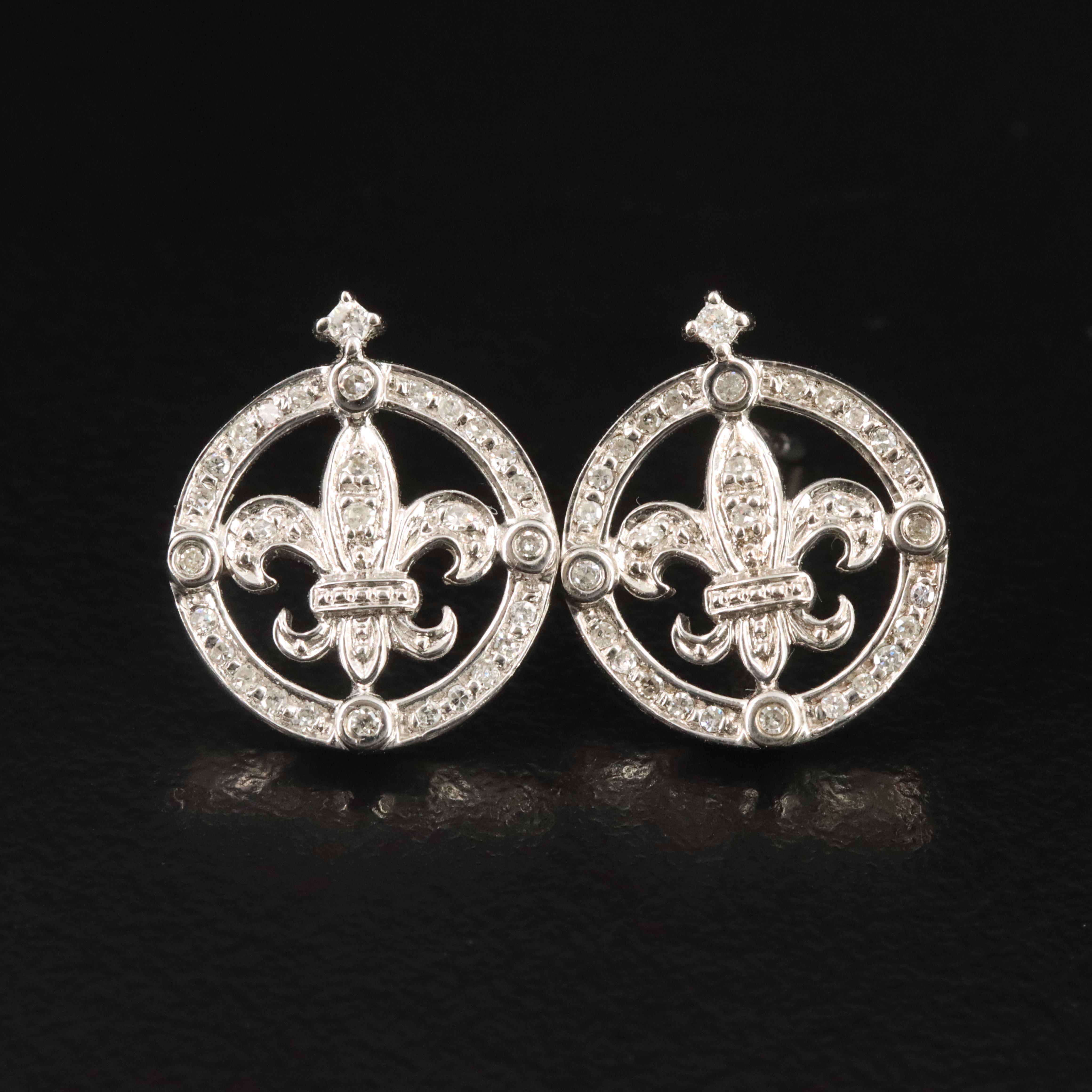 14K 0.18 CTW Diamond Fleur-de-Lis Earrings