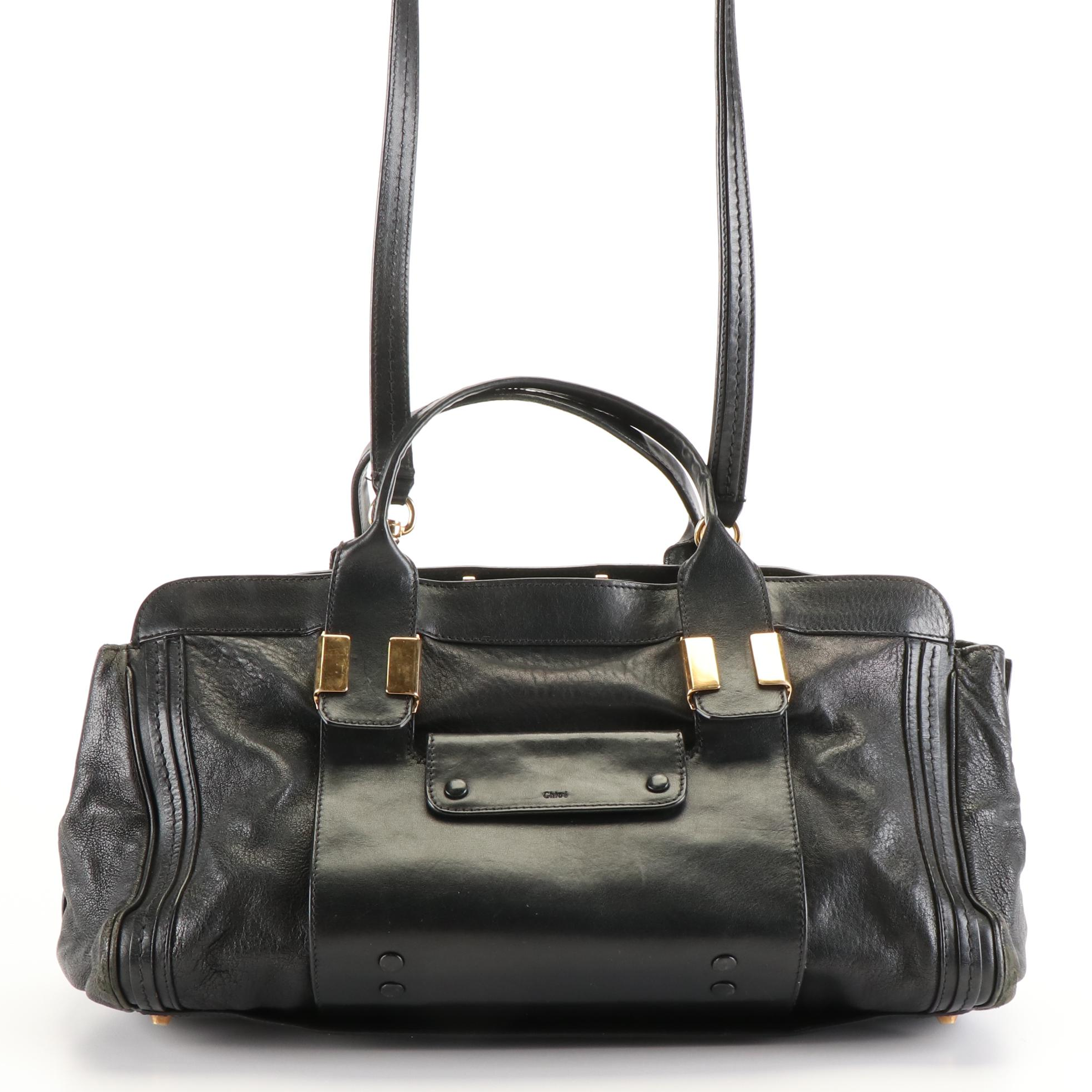 Chloé  Alice Convertible Top Handle Bag in Black Leather