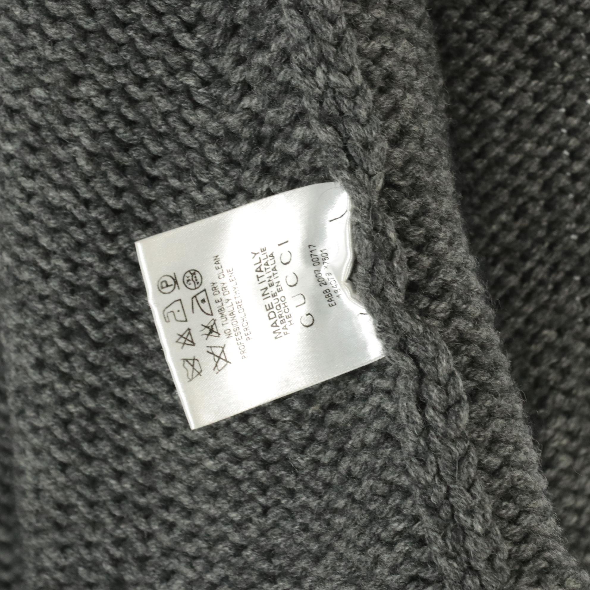 Gucci Grey Camel Knit Zip Poncho Cape with Lambskin GG Logo