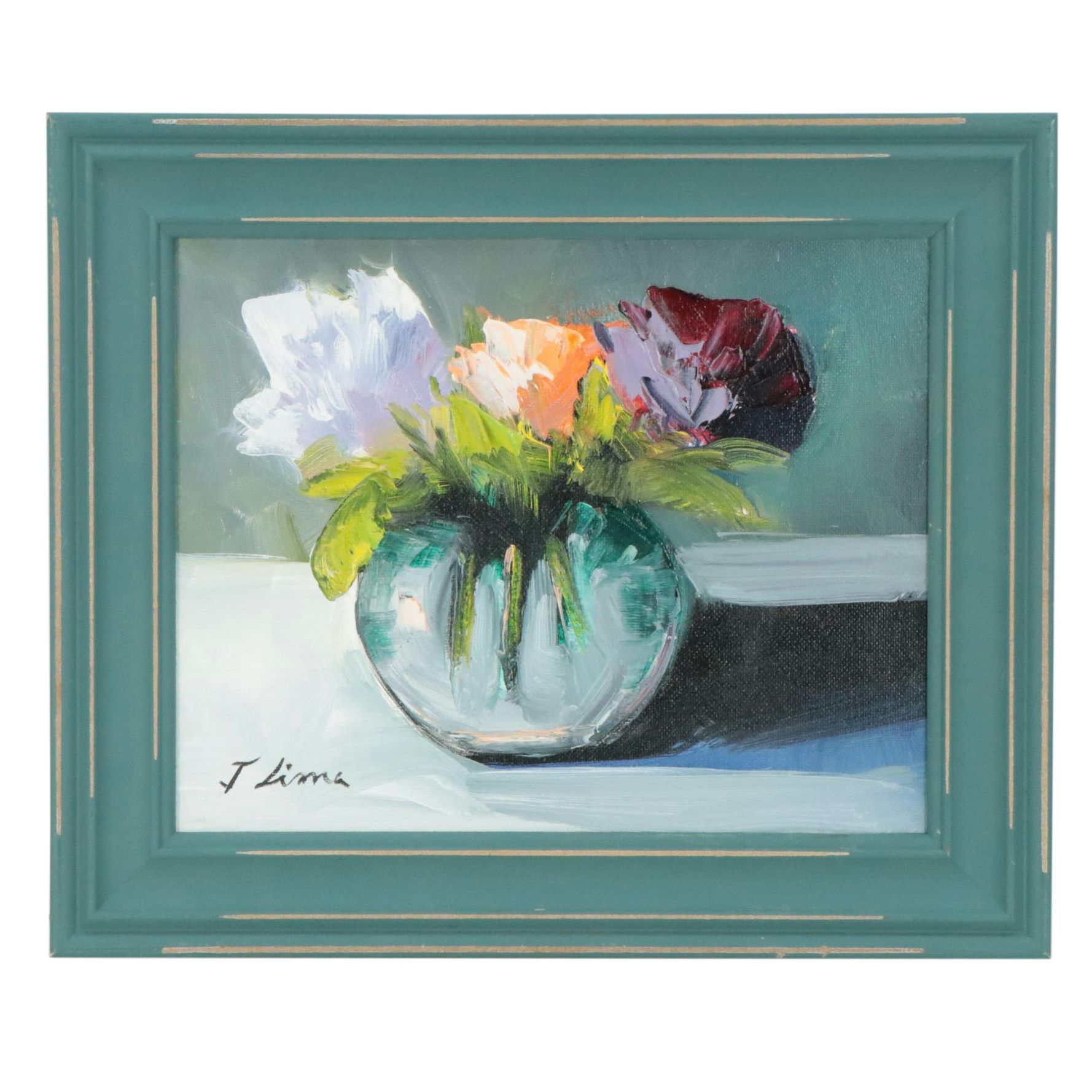José M. Lima Floral Still Life Oil Painting, 2023