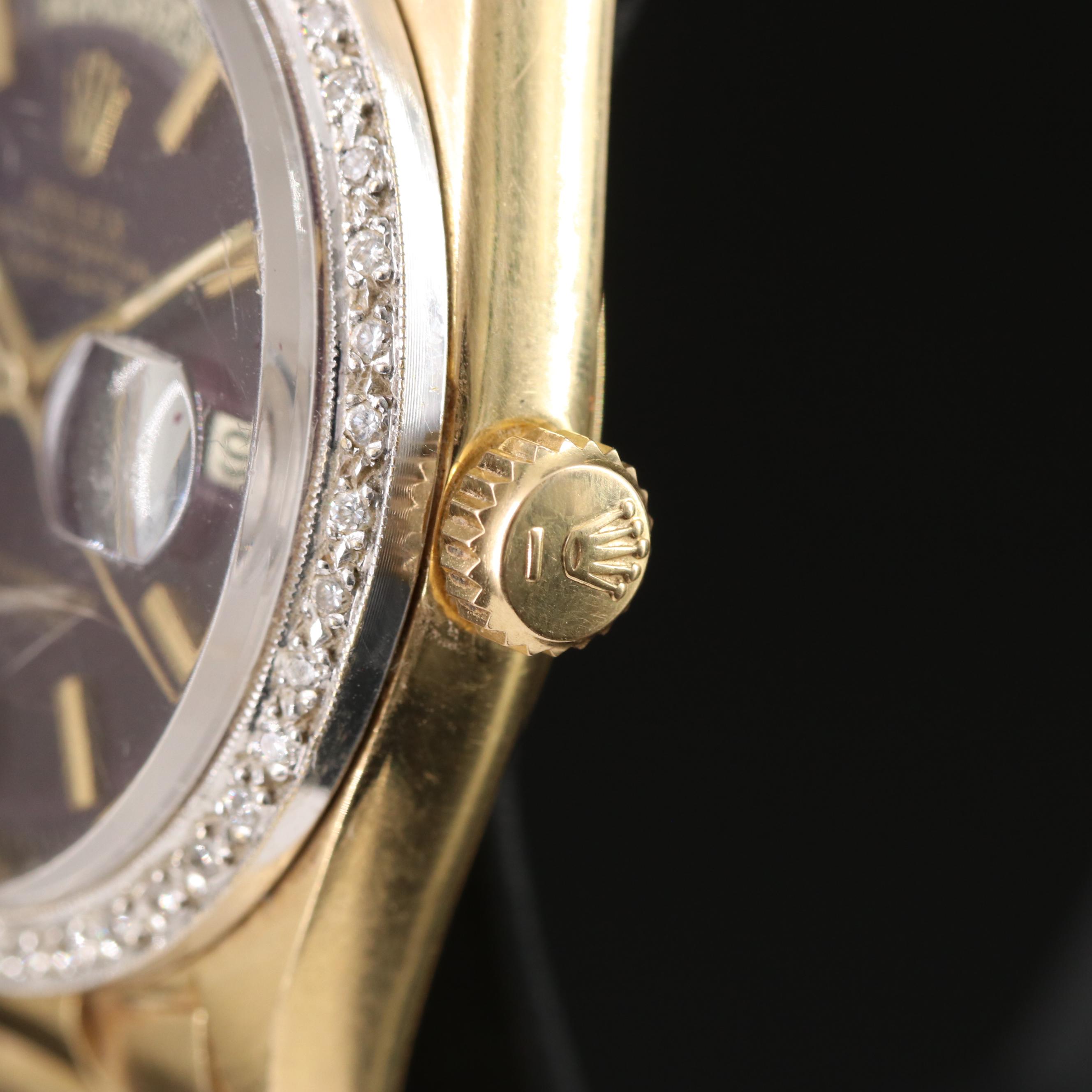 1956 Rolex Day-Date Custom Diamond Bezel Pie Pan Dial Watch