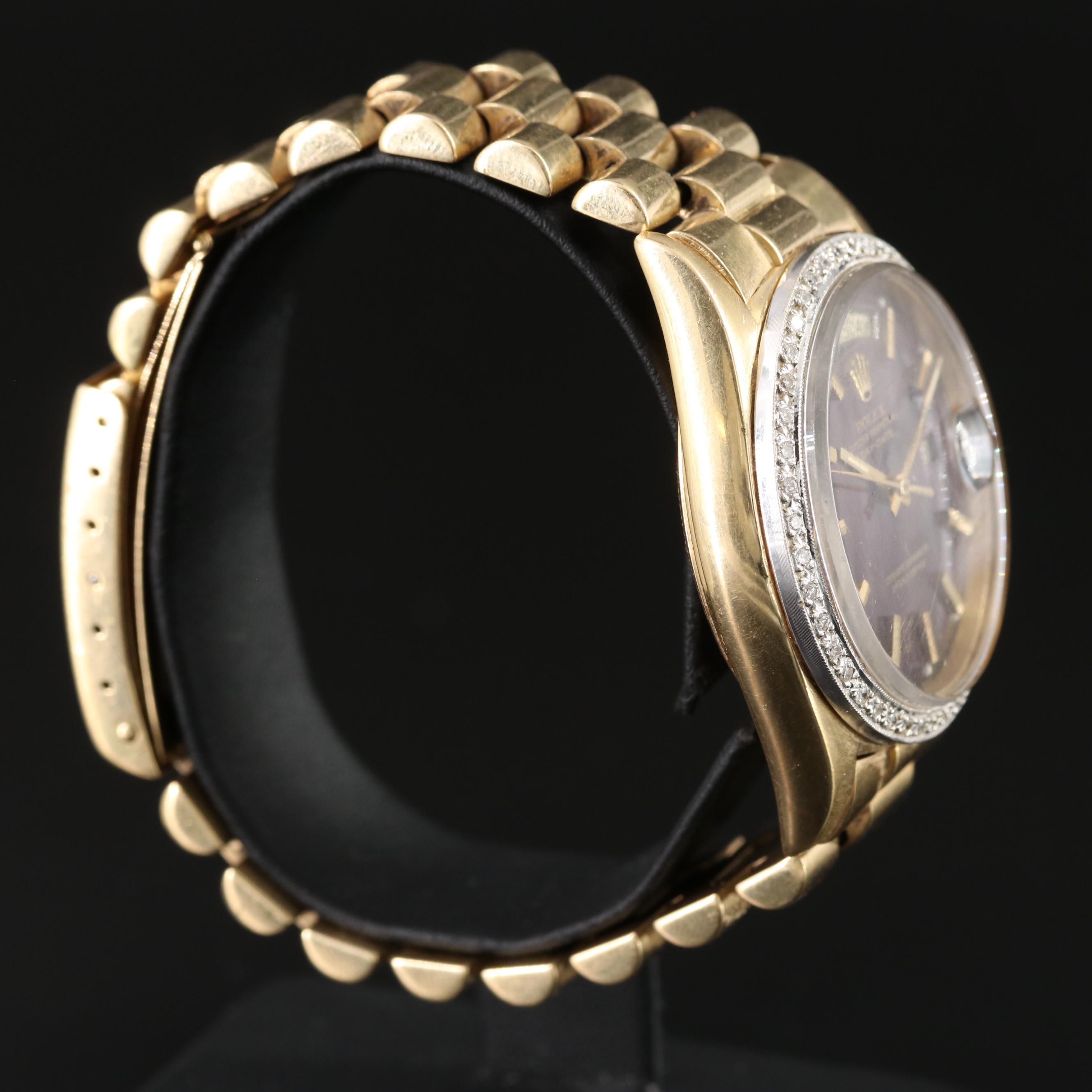 1956 Rolex Day-Date Custom Diamond Bezel Pie Pan Dial Watch