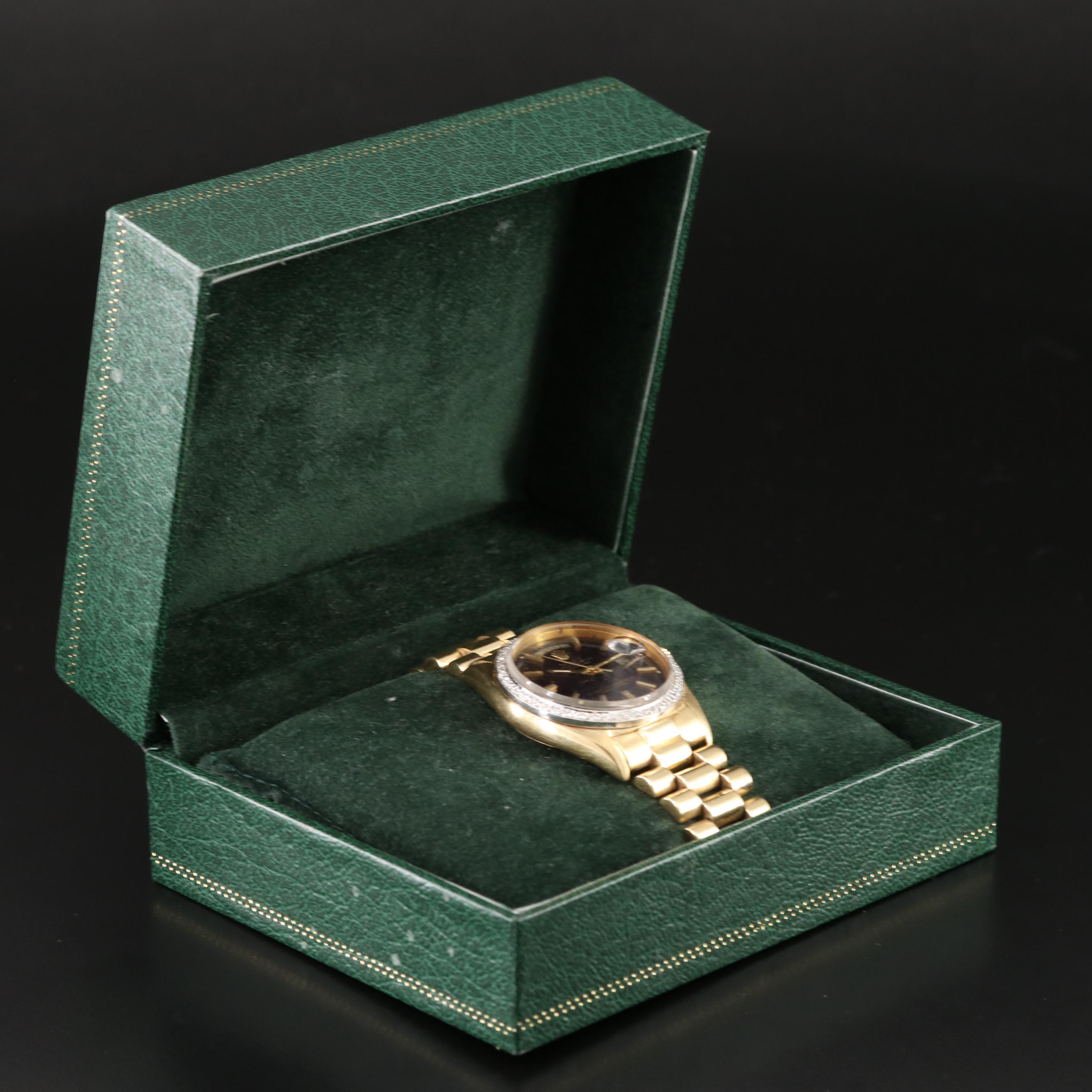 1956 Rolex Day-Date Custom Diamond Bezel Pie Pan Dial Watch