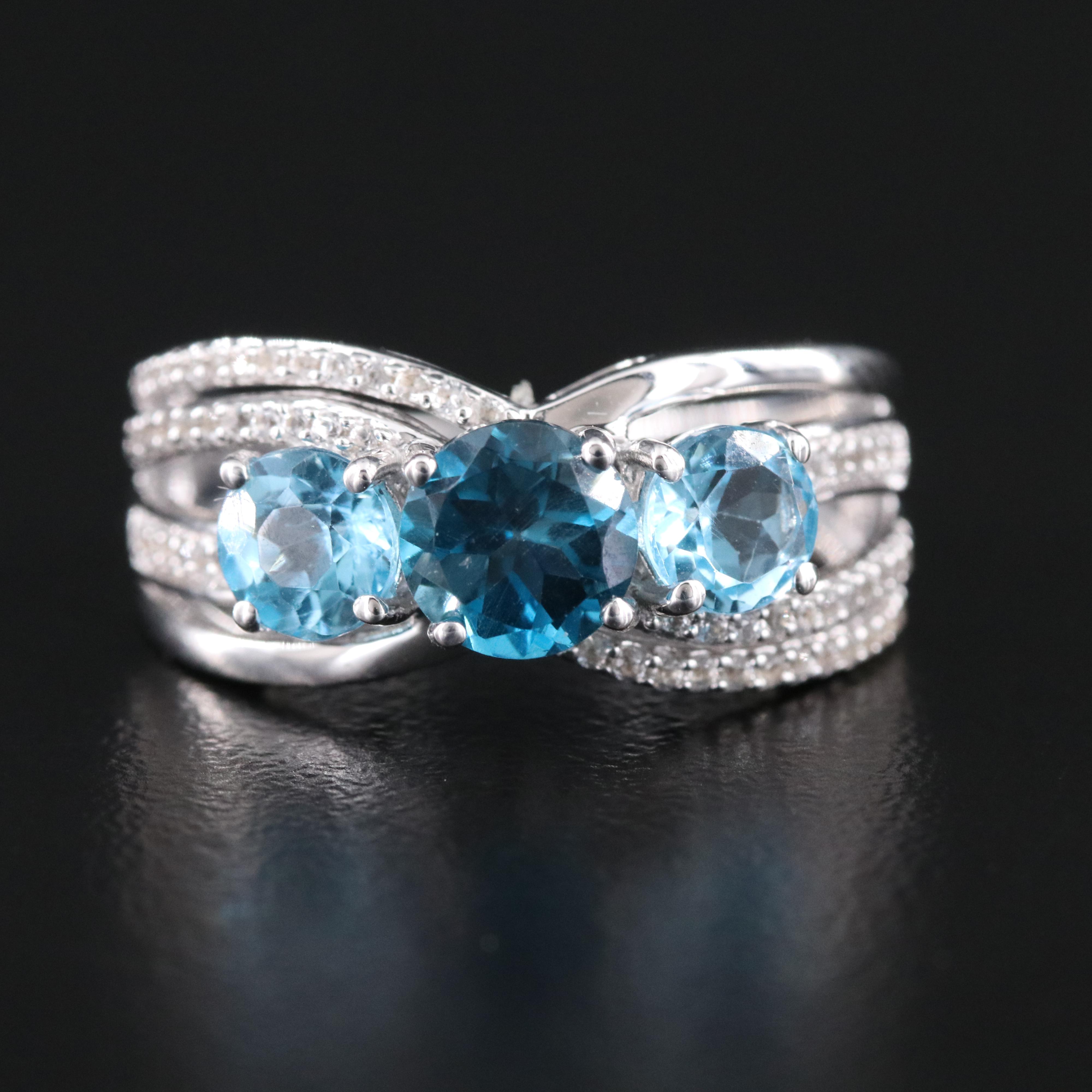 Sterling Blue Topaz and White Sapphire Ring