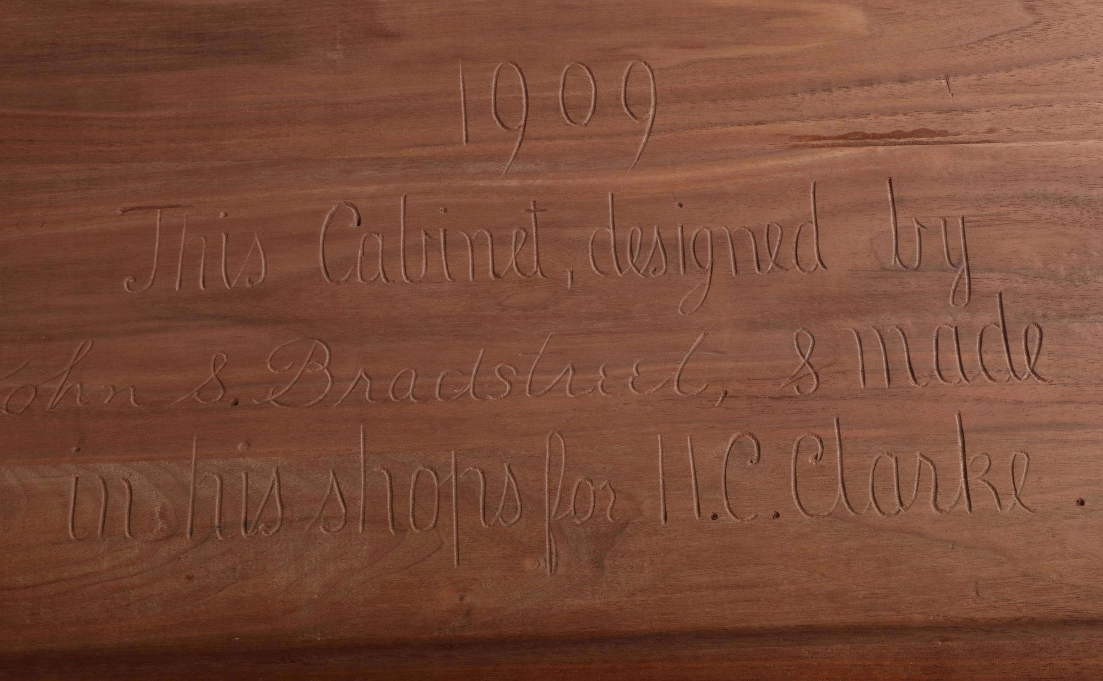 John Scott Bradstreet for Hovey C. Clarke Carved Walnut Court Cupboard, 1909