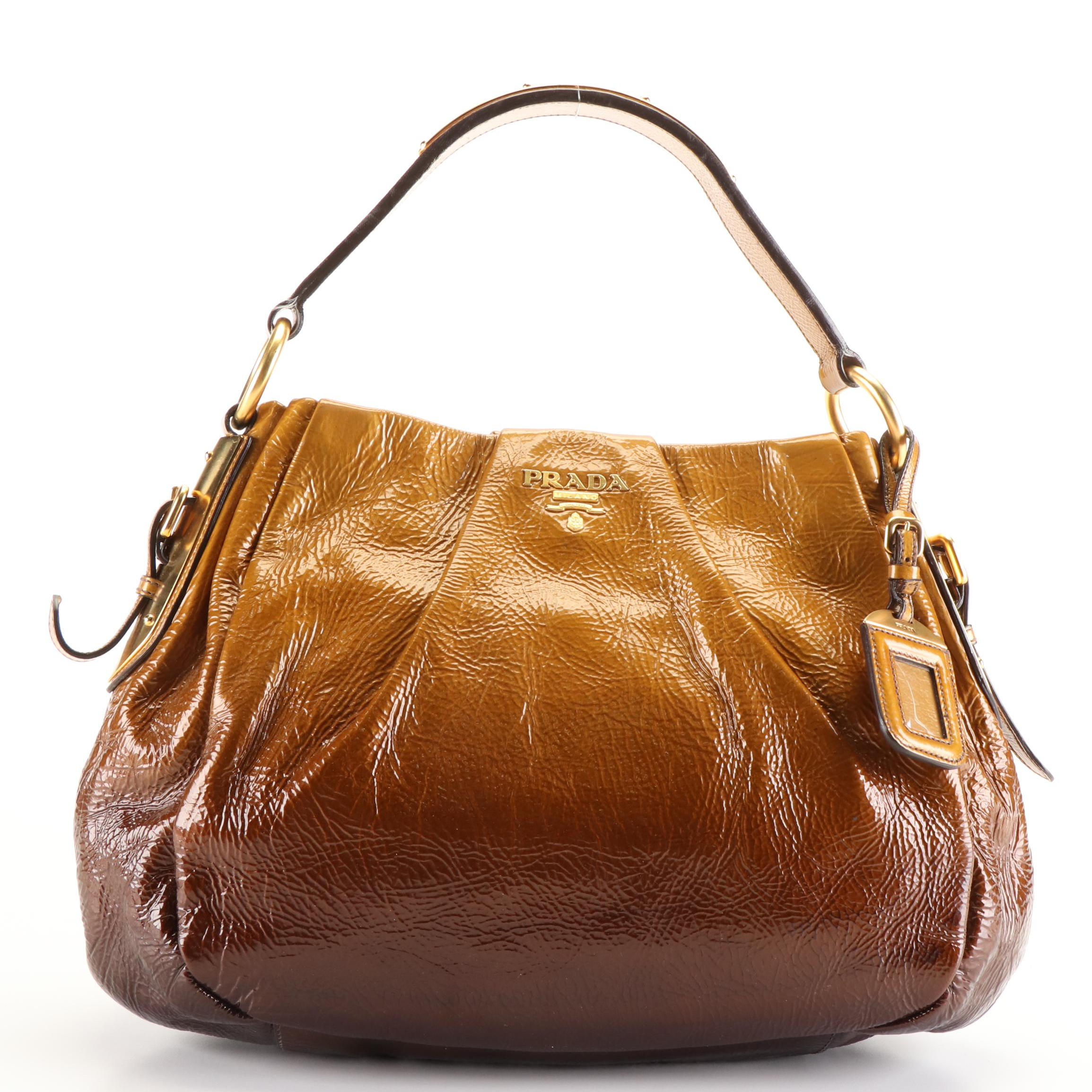 Prada Patent Leather Naplak Sfumata Ombre Hobo Shoulder Bag