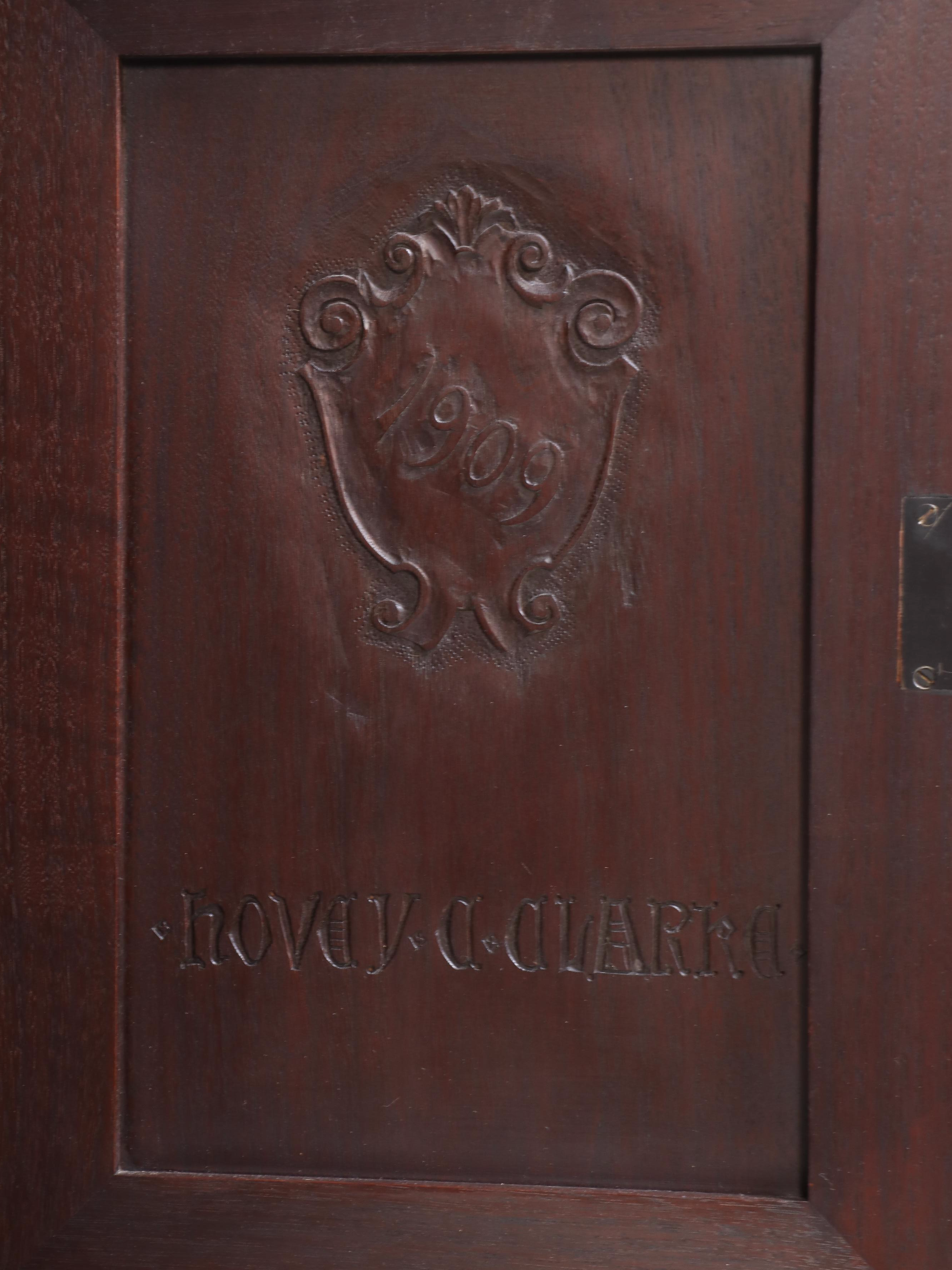 John Scott Bradstreet for Hovey C. Clarke Carved Walnut Court Cupboard, 1909