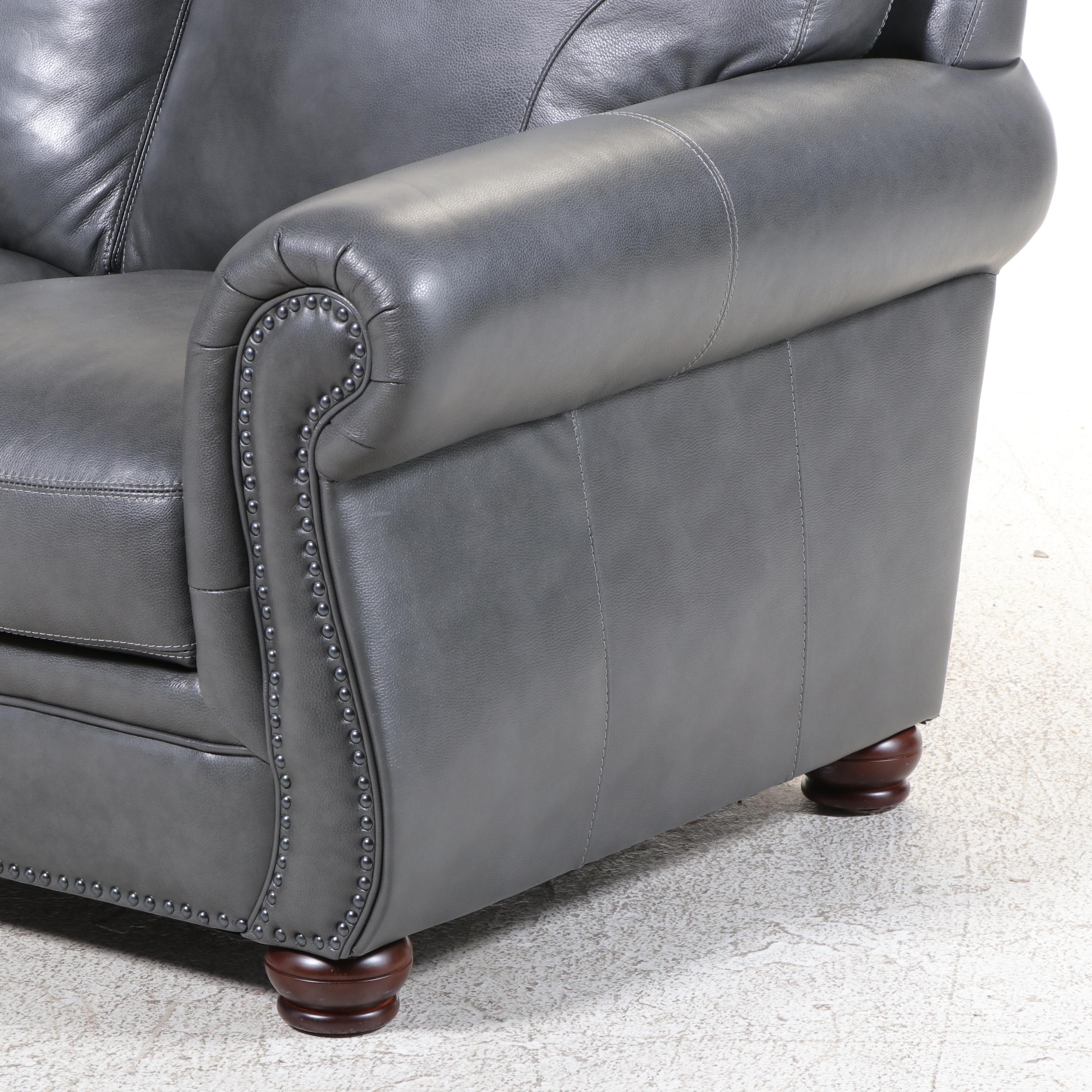 Trayton Furniture Leather-Touch Sofa with Nailheads
