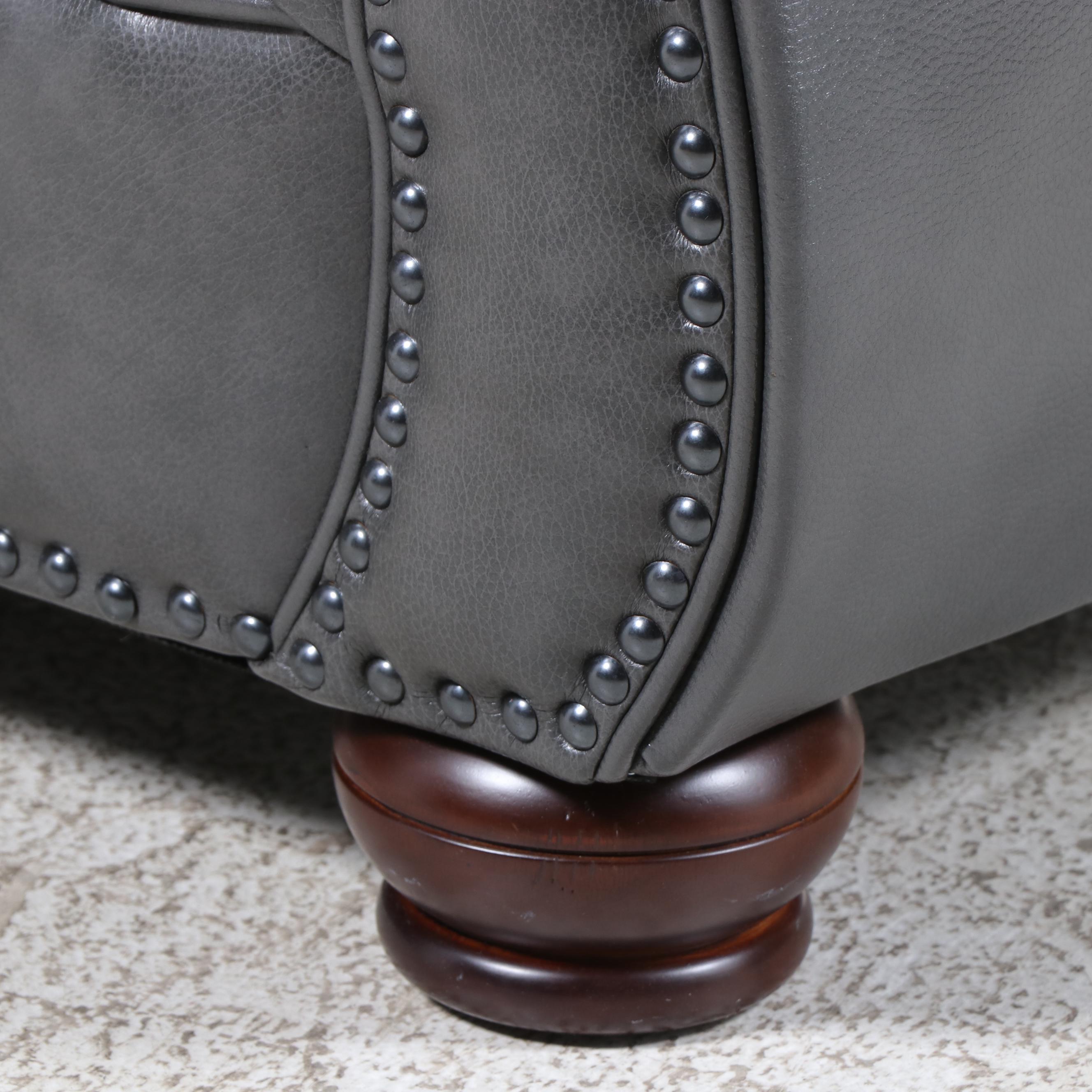 Trayton Furniture Leather-Touch Sofa with Nailheads