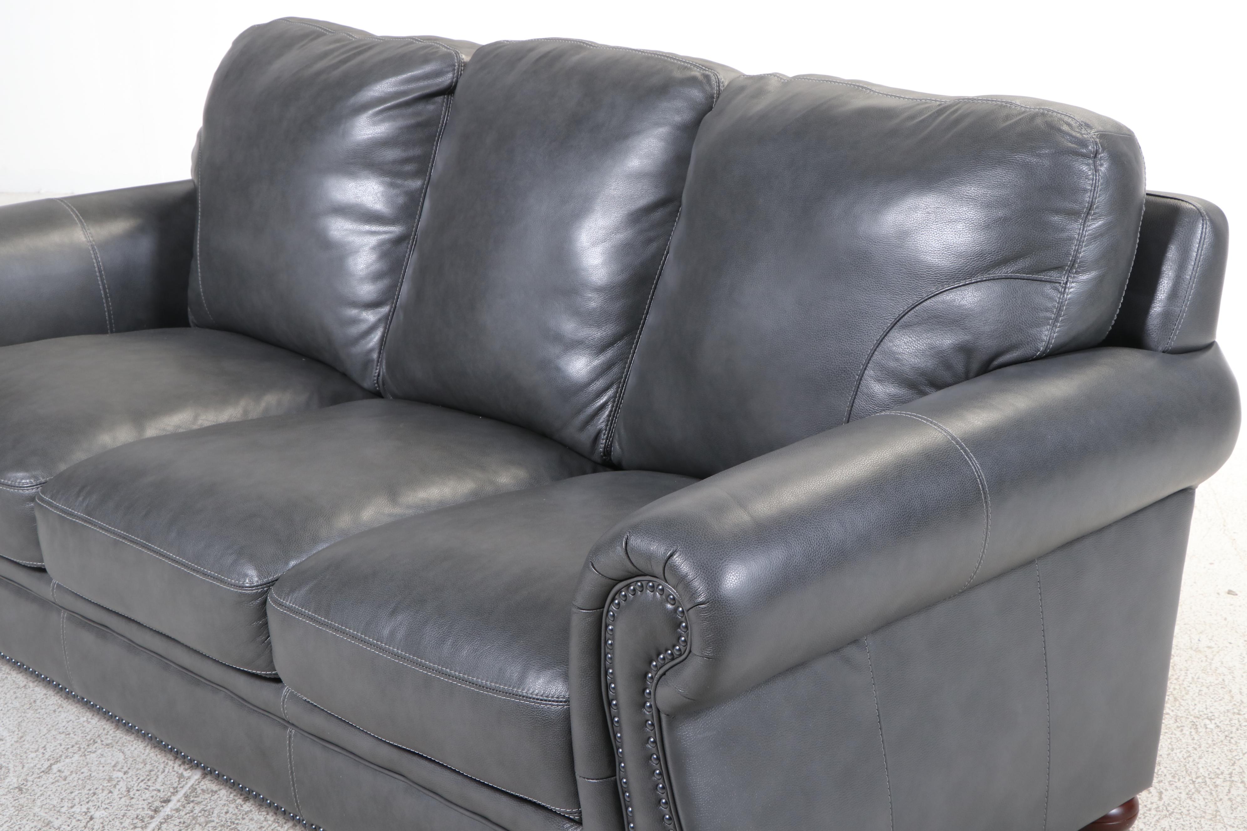 Trayton Furniture Leather-Touch Sofa with Nailheads