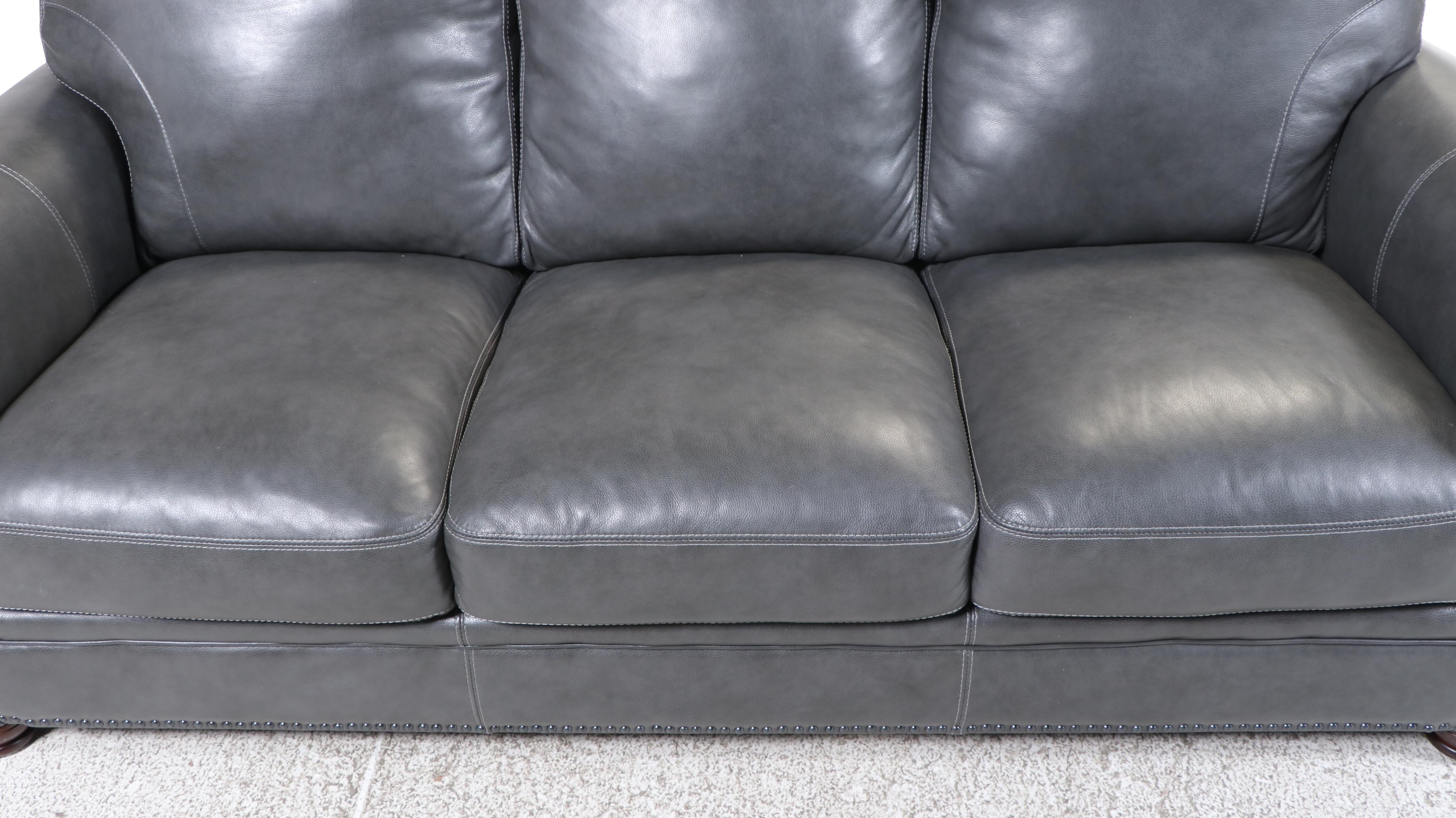 Trayton Furniture Leather-Touch Sofa with Nailheads