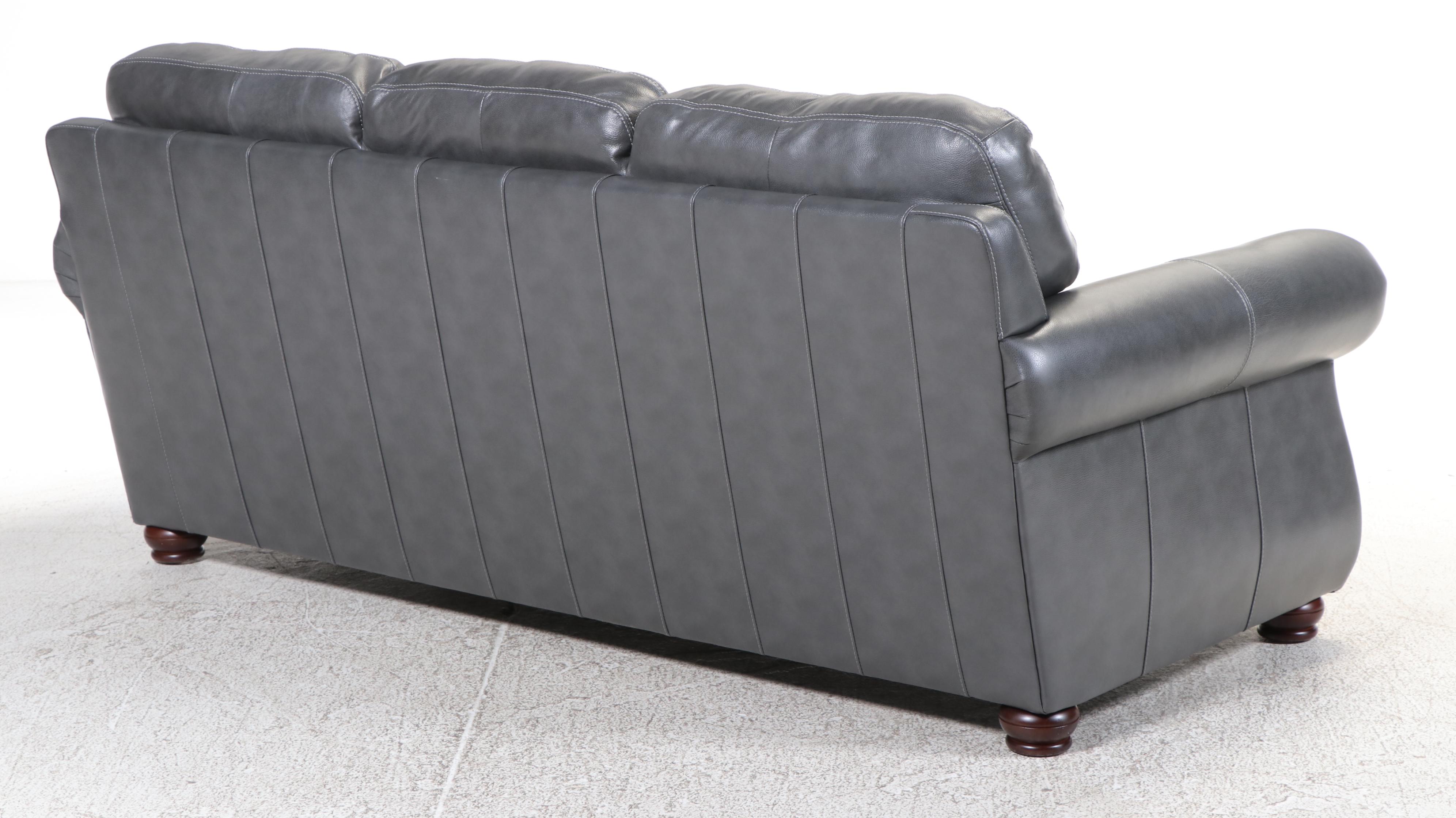 Trayton Furniture Leather-Touch Sofa with Nailheads