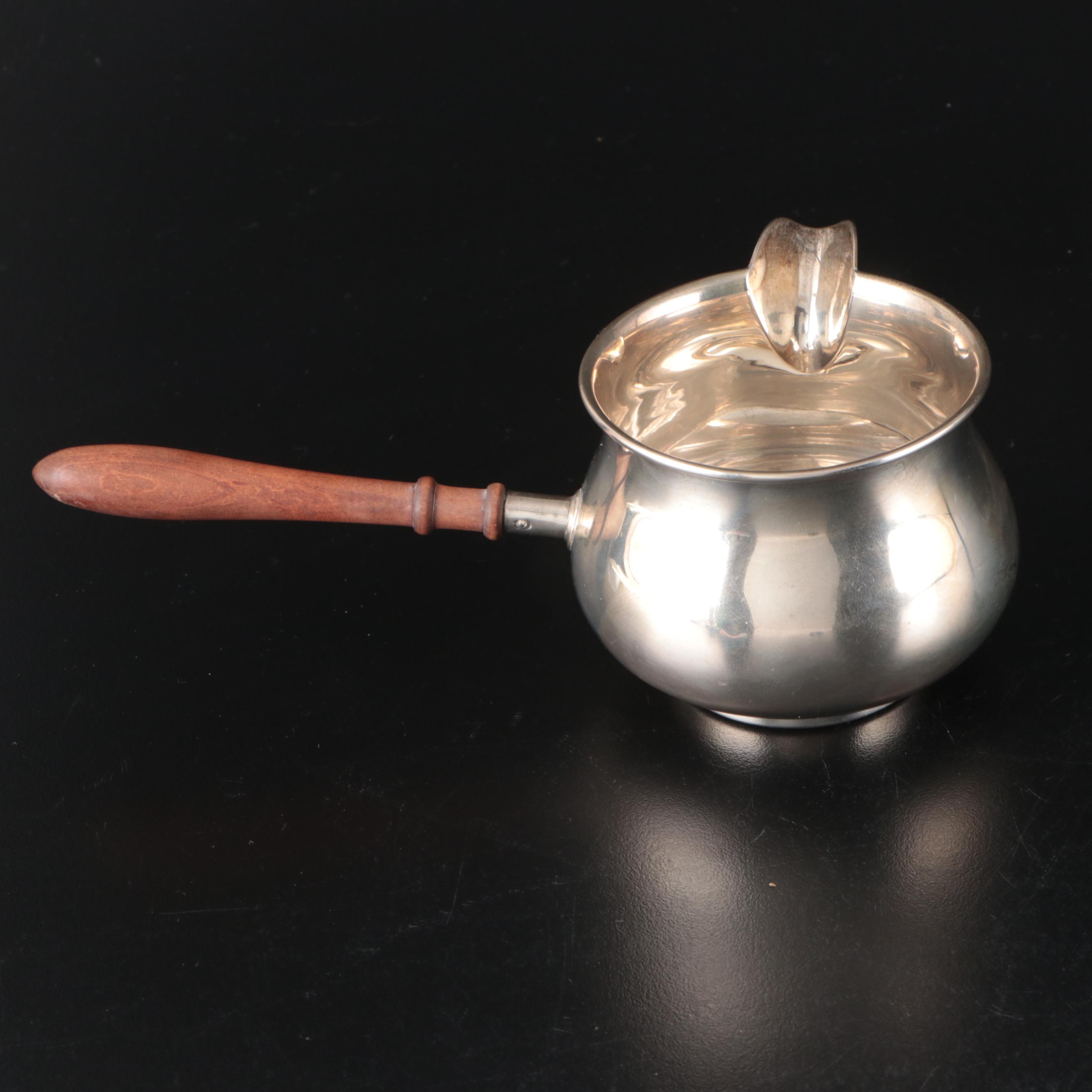 Adie Bros. Sterling Silver Long Handled Butter Warmer with Other Cup and Plate