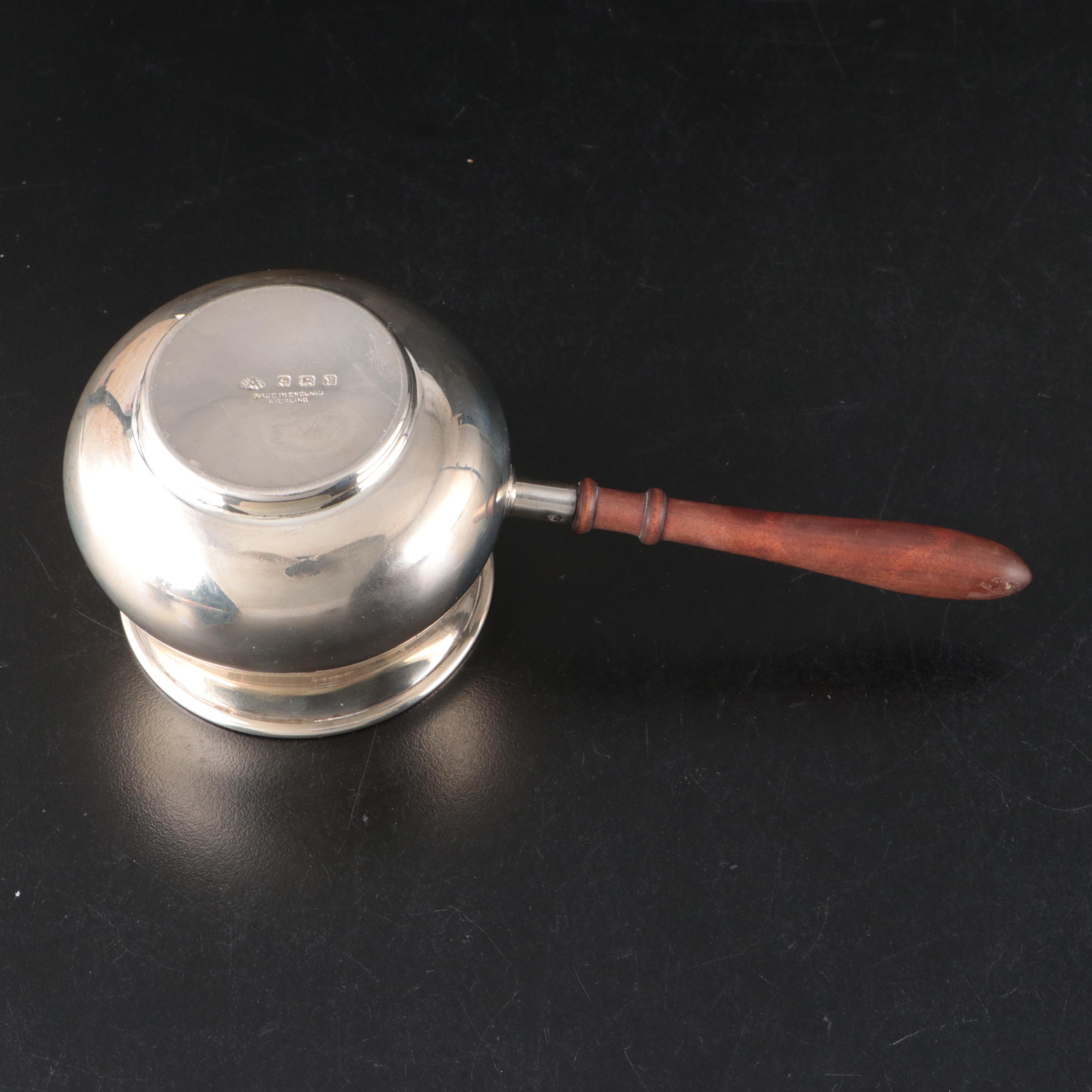 Adie Bros. Sterling Silver Long Handled Butter Warmer with Other Cup and Plate