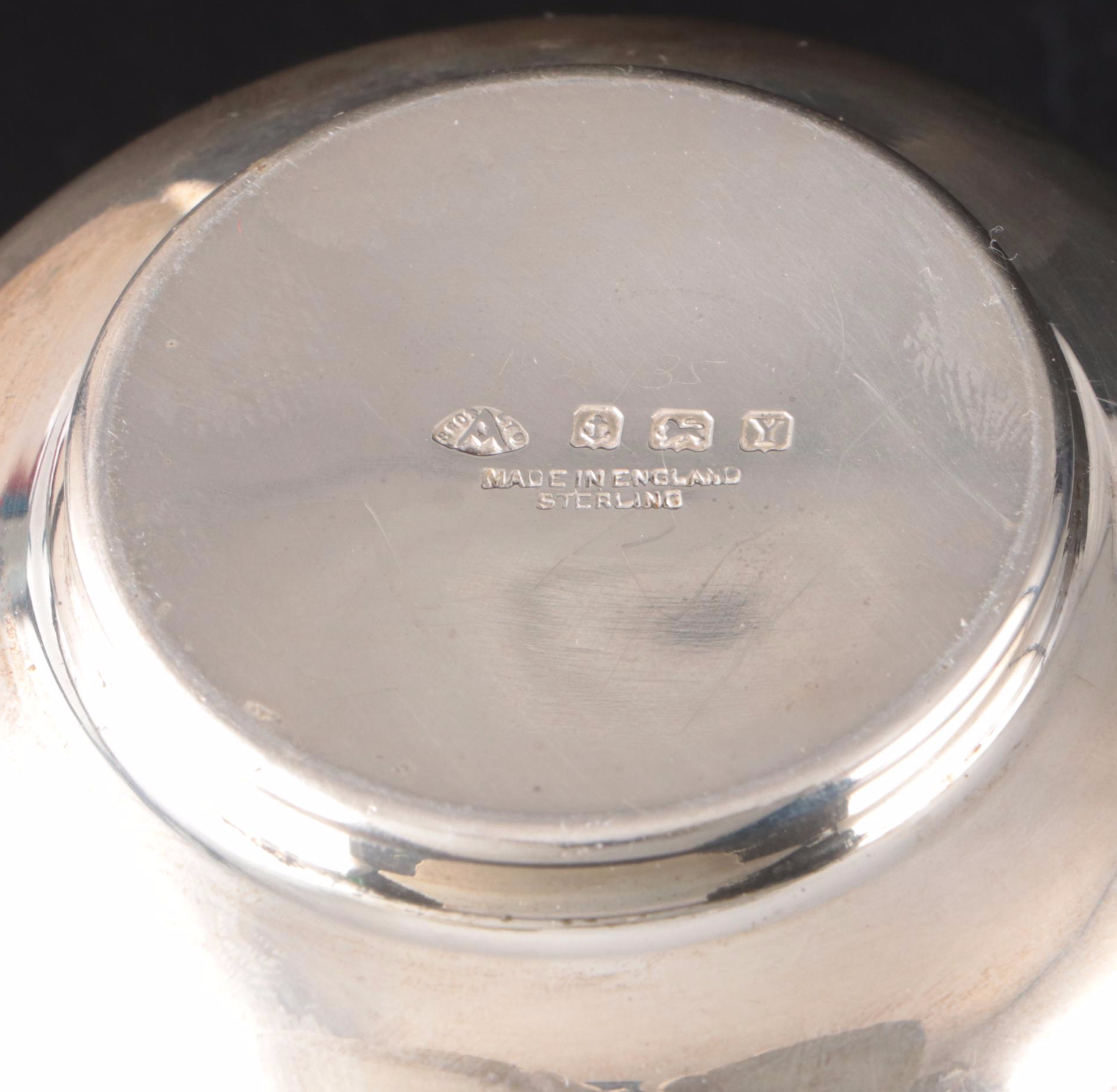 Adie Bros. Sterling Silver Long Handled Butter Warmer with Other Cup and Plate