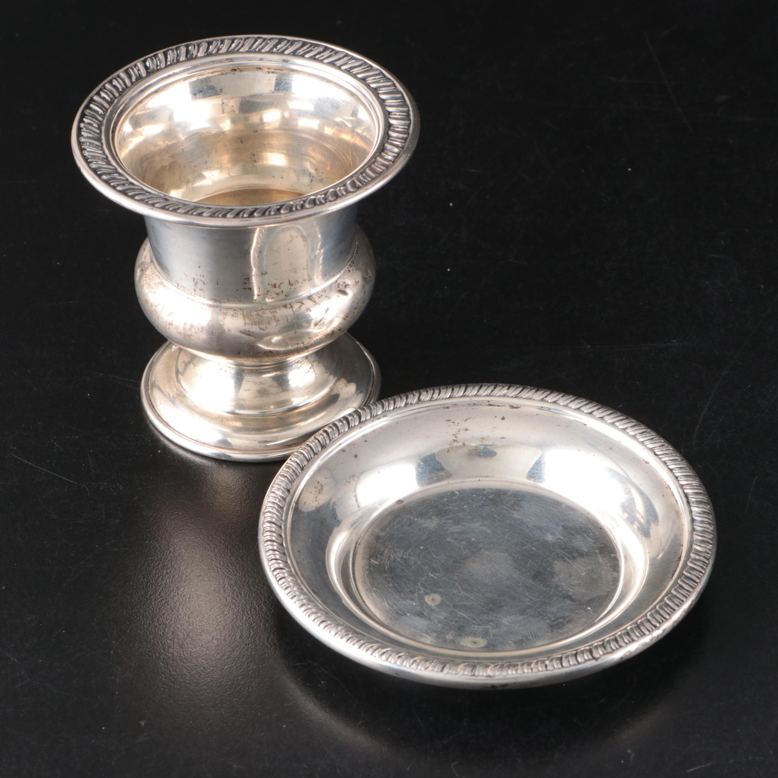 Adie Bros. Sterling Silver Long Handled Butter Warmer with Other Cup and Plate