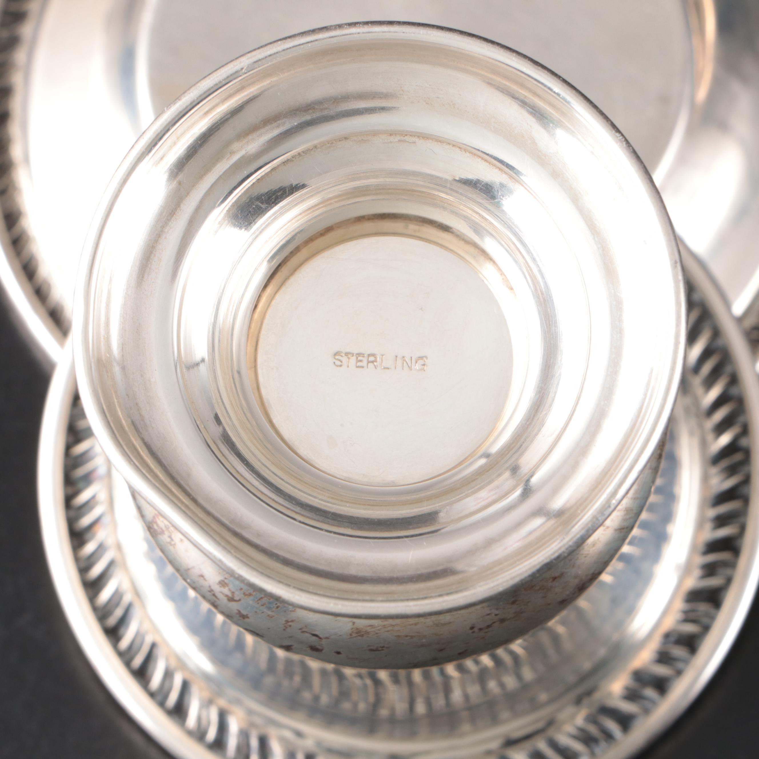 Adie Bros. Sterling Silver Long Handled Butter Warmer with Other Cup and Plate