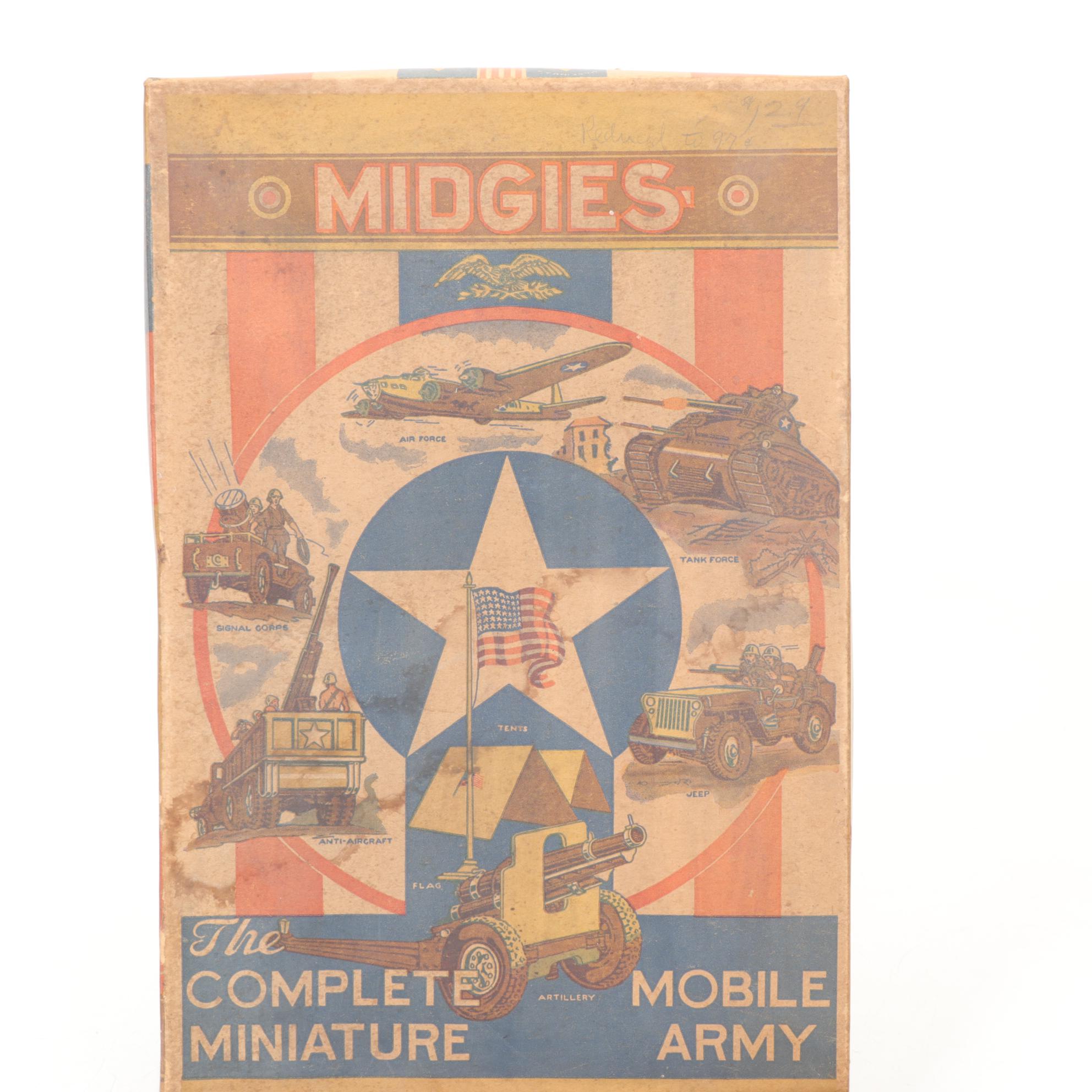 Jaymar "Midgies" "The Complete Miniature Mobile Army" Painted Wood Toys