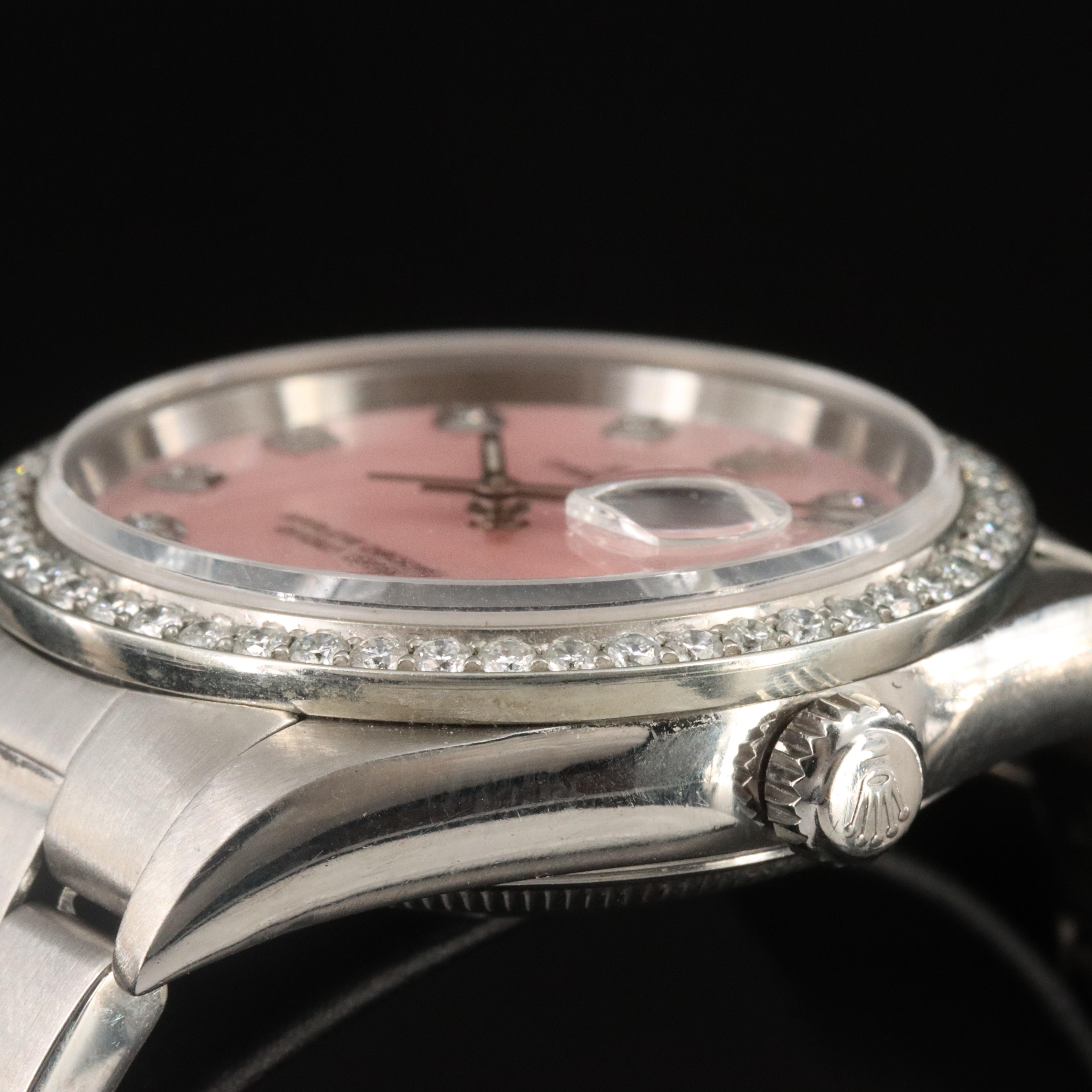 1999 Rolex Date 15200 Custom 1.16 CTW Diamond Dial & Bezel Steel Automatic Watch